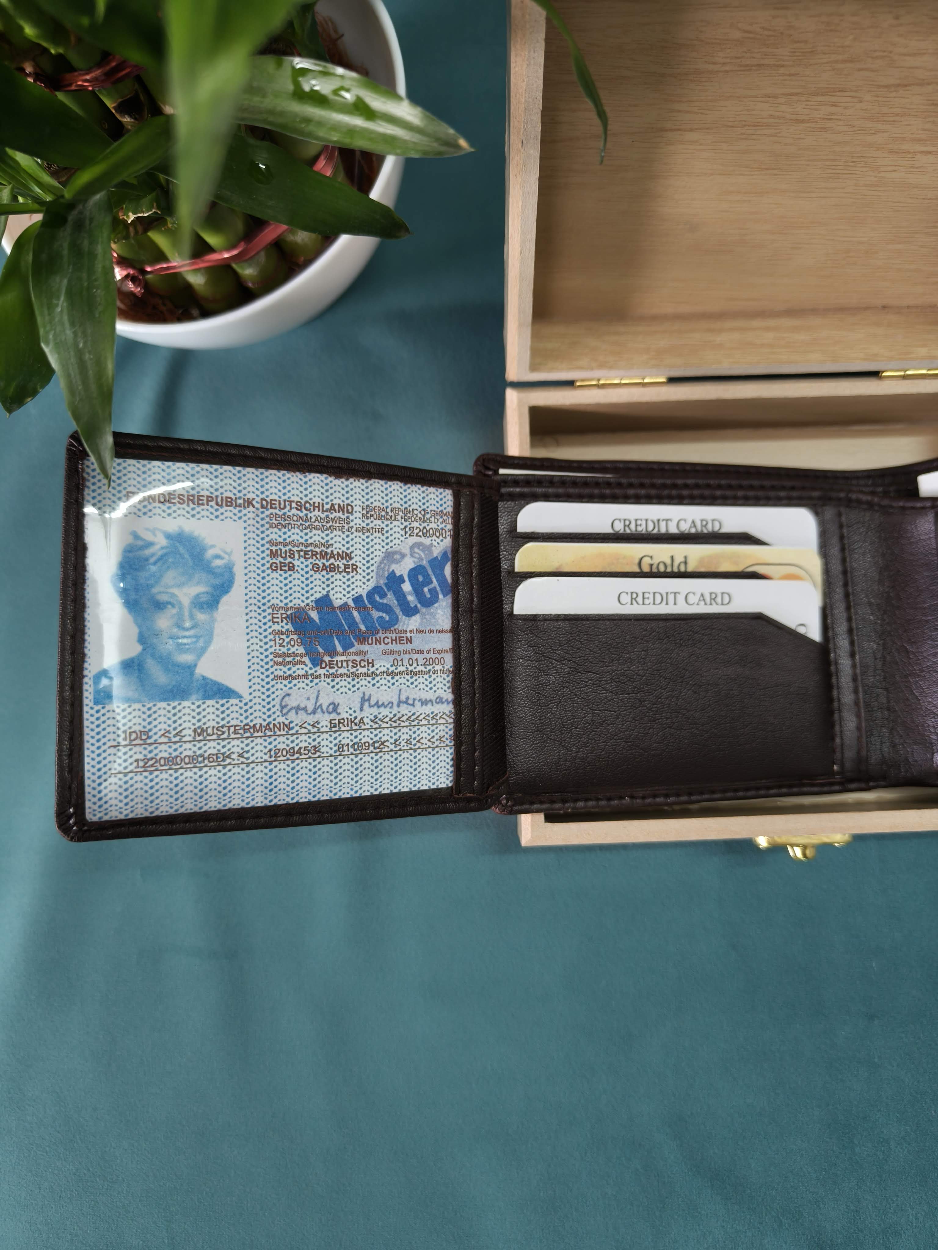 PU Leather Purse for Men | Wallets for Men | Gift for Men | Wallet with Wooden Case | Premium Leather Wallet with Wooden Case | Gift for Brother, Father, Husband, Friend, Colleague | Gift for Him