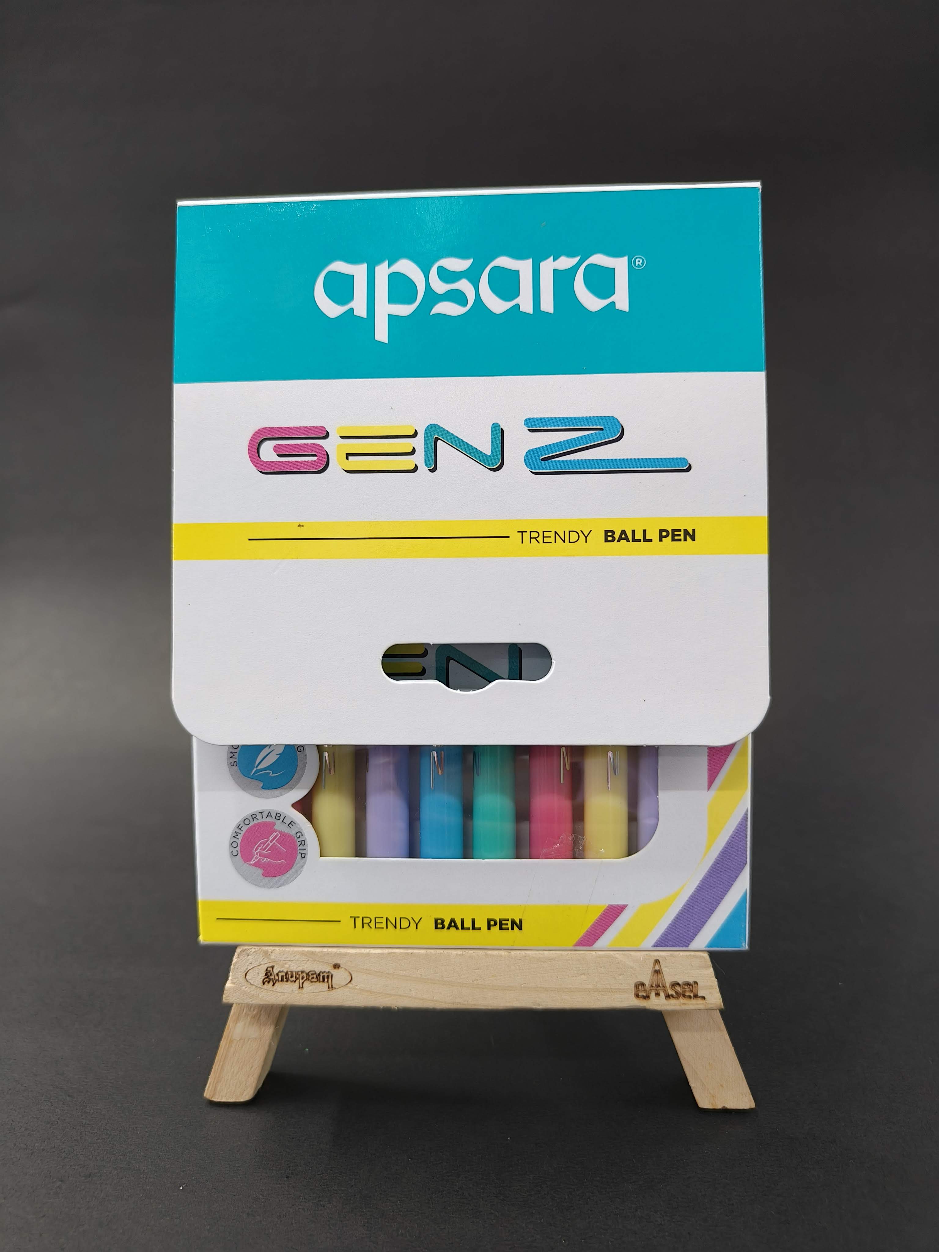 Apsara Genz Ball Pen | Smooth & Long Writing & Comfortable Grip | Attractive Body Colures & Look | Ink Blue- 0.7 MM Tip |Pens use for School & College Students and Professionals | 10 Pcs Pack