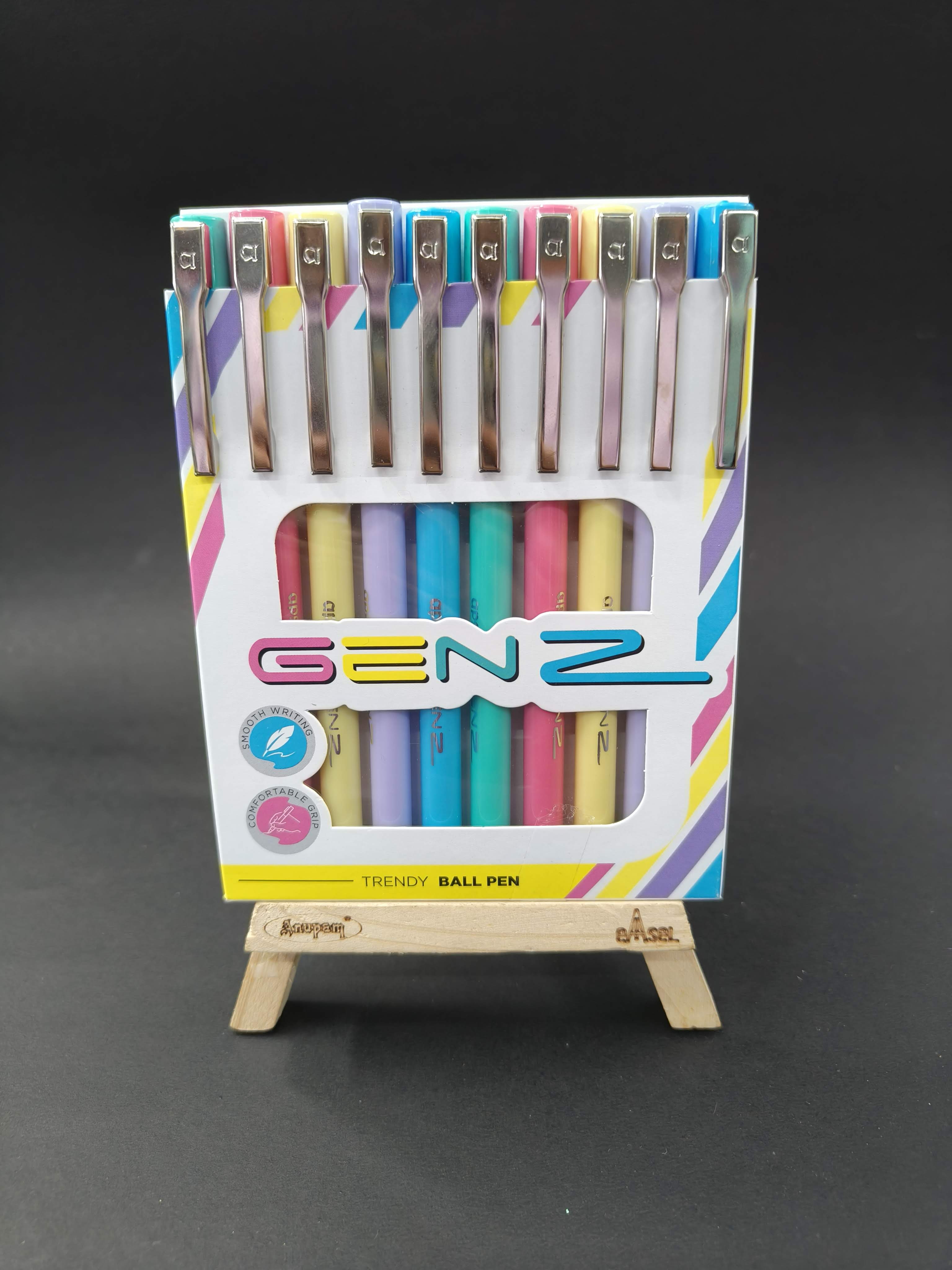 Apsara Genz Ball Pen | Smooth & Long Writing & Comfortable Grip | Attractive Body Colures & Look | Ink Blue- 0.7 MM Tip |Pens use for School & College Students and Professionals | 10 Pcs Pack