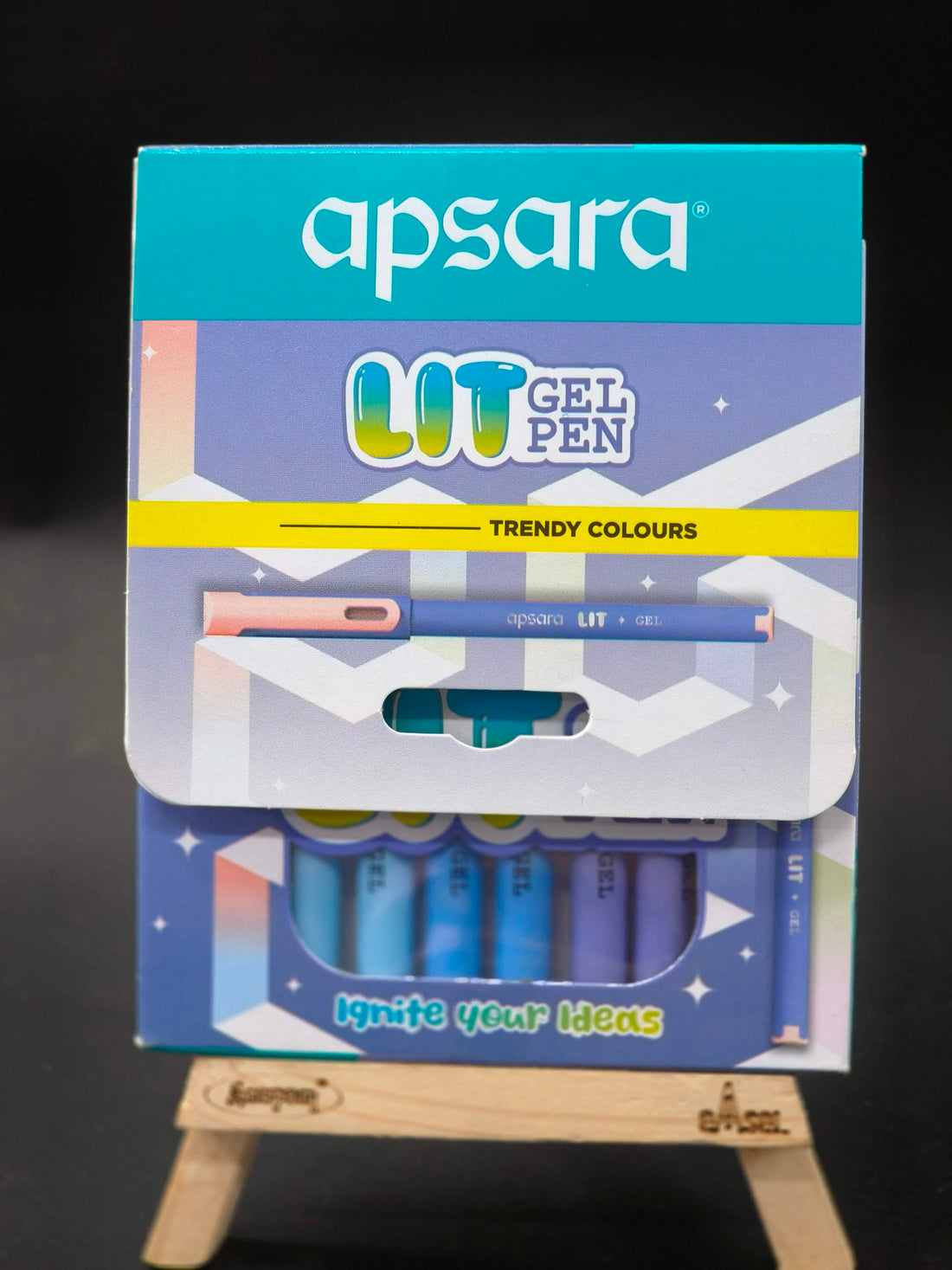Apsara Lit Gel Pen | Trendy Colours | Waterproof Gel Ink | Smooth Writing | Smudge Resistant | Fun Writing | Pens use for School & College Students and Professionals | Blue Pen - 10 Pcs Pack