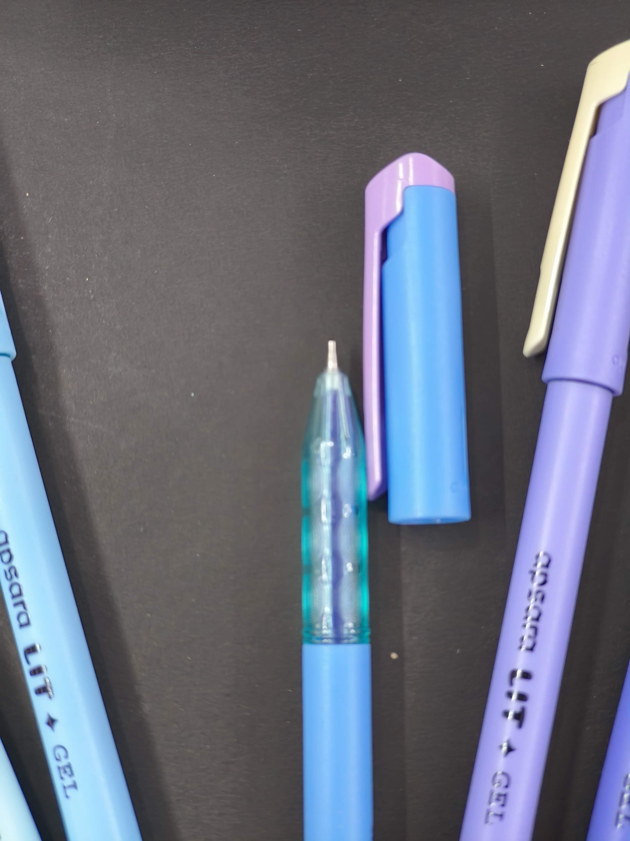 Apsara Lit Gel Pen | Trendy Colours | Waterproof Gel Ink | Smooth Writing | Smudge Resistant | Fun Writing | Pens use for School & College Students and Professionals | Blue Pen - 10 Pcs Pack