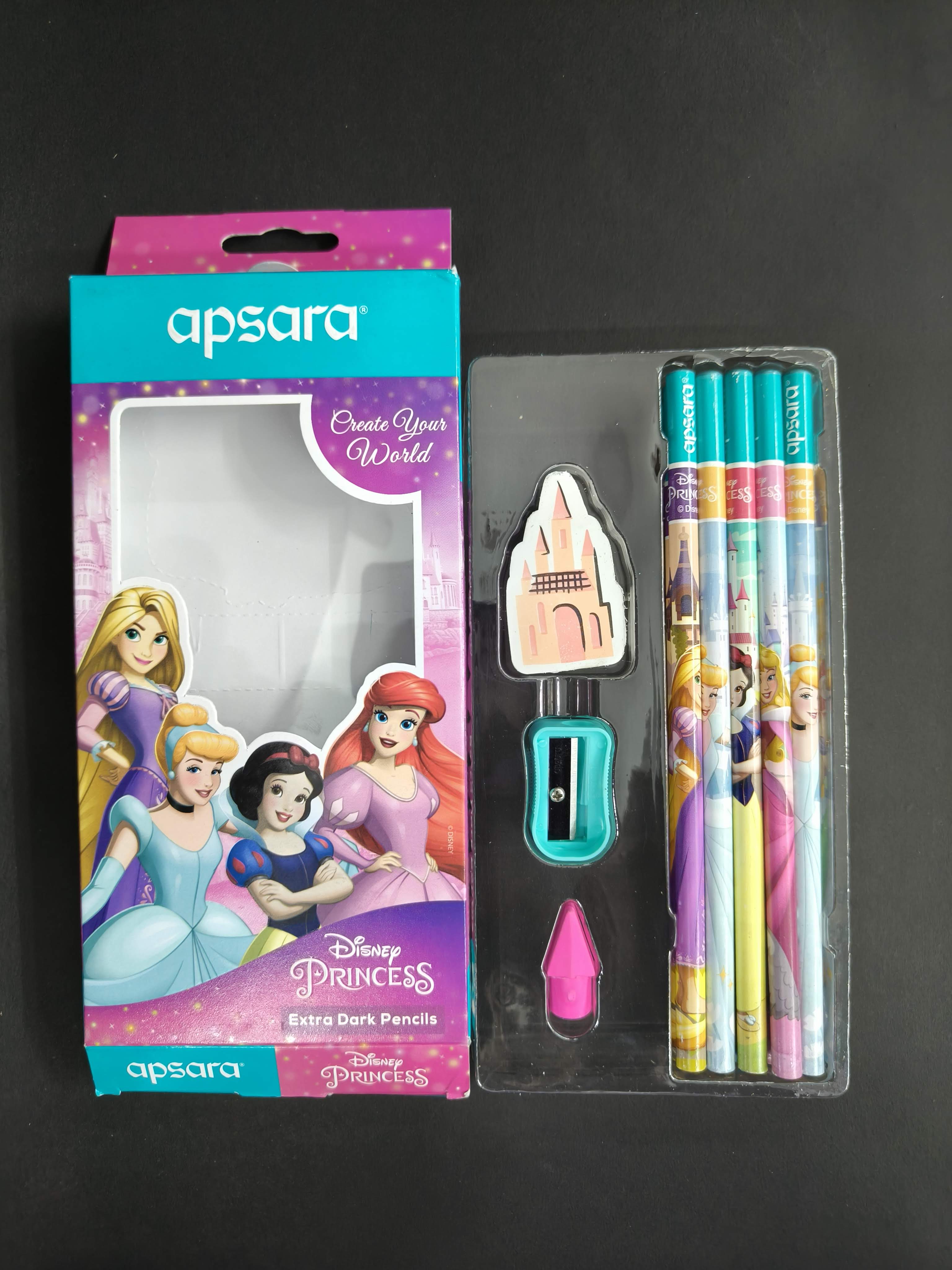 Apsara Disney & Marvel Premium Pencils | Princess, Frozen 2 & Avengers | Extra Dark & Smooth Writing Pencils, Character and Topper Eraser and Sharpner