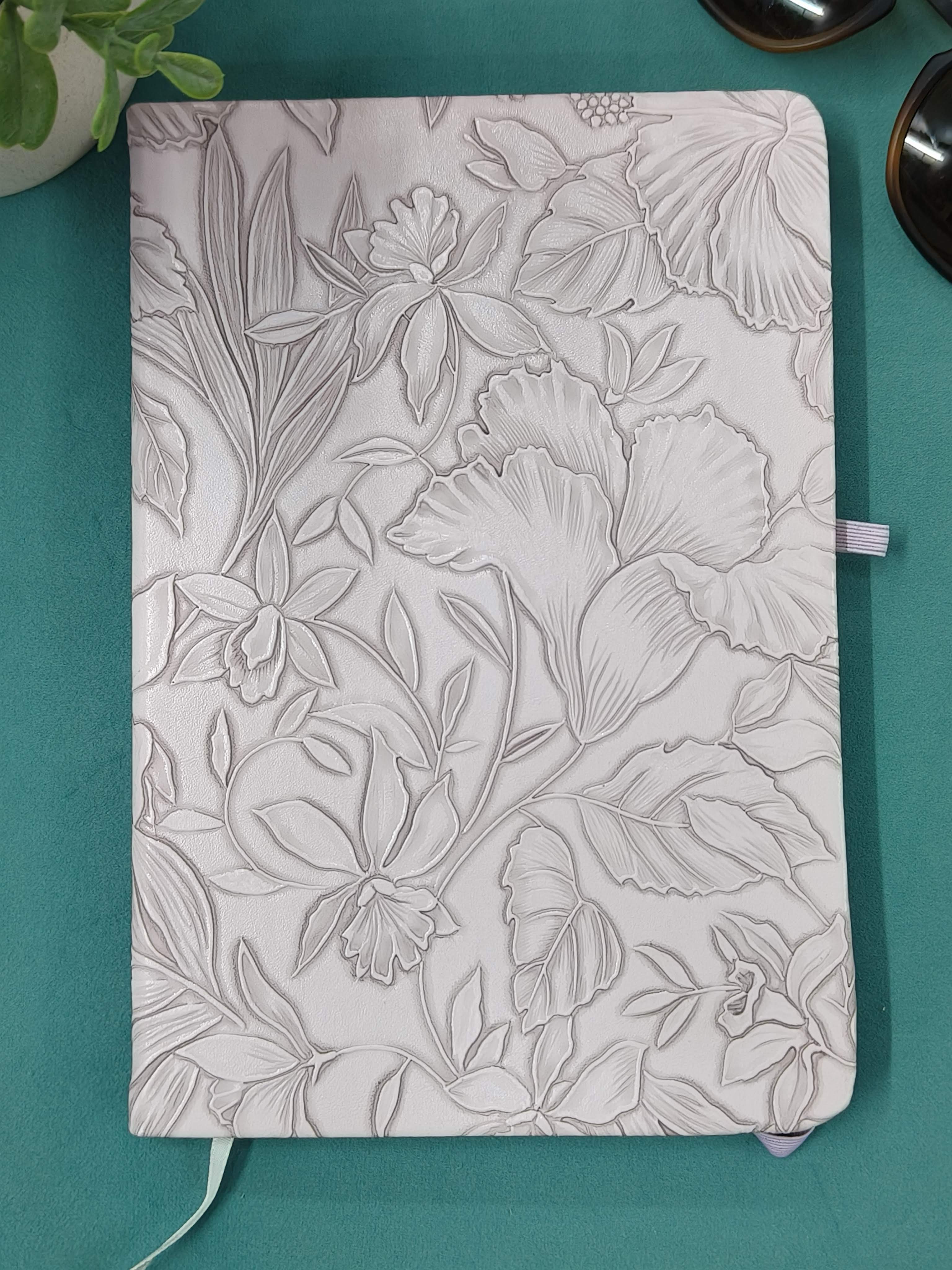 Flowers Series Diary Notebook | A5 Size | Hard Bound Notebook Diary | 100 gsm Natural Shade Paper | Debossed PU Cover