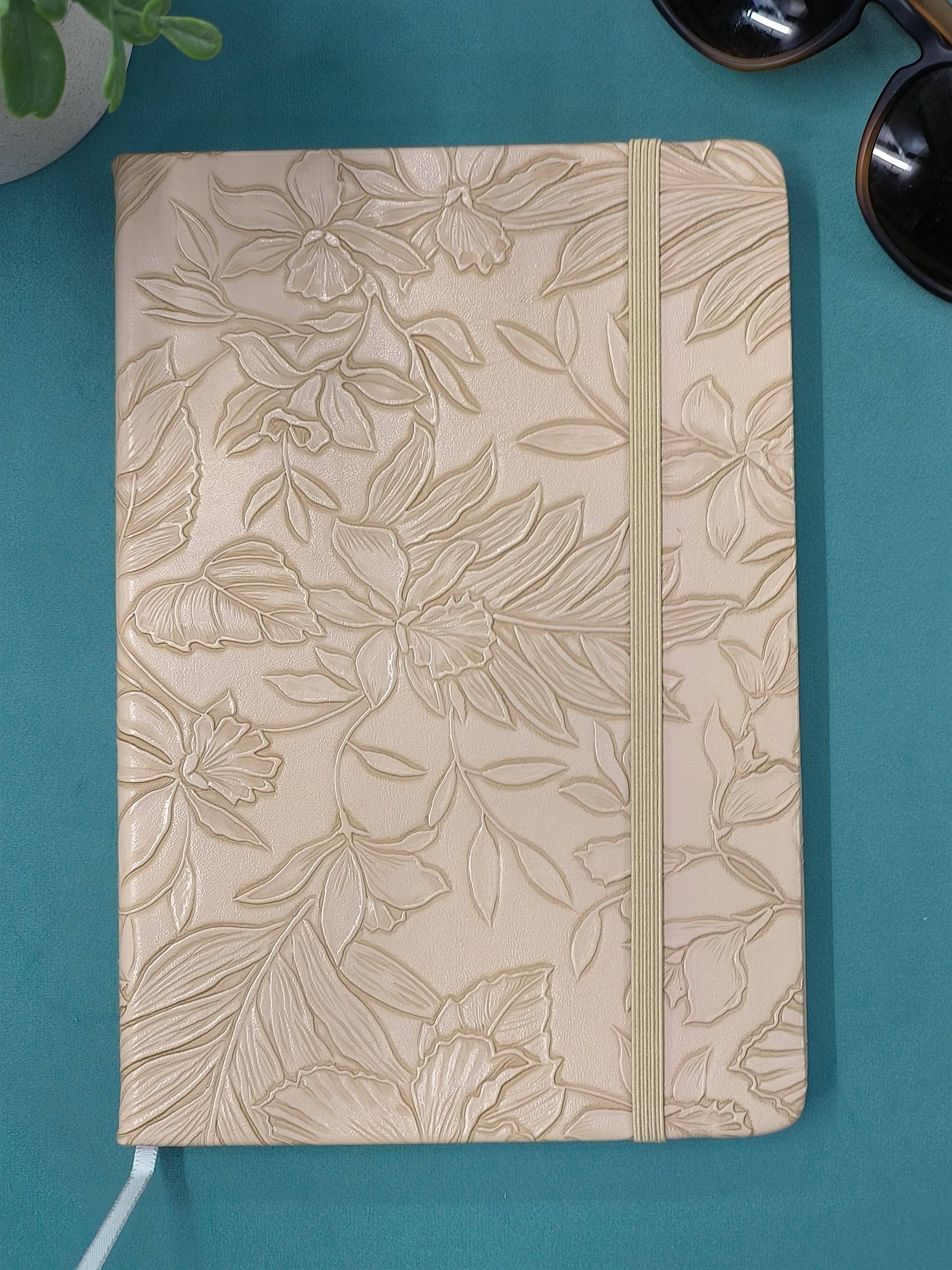 Flowers Series Diary Notebook | A5 Size | Hard Bound Notebook Diary | 100 gsm Natural Shade Paper | Debossed PU Cover