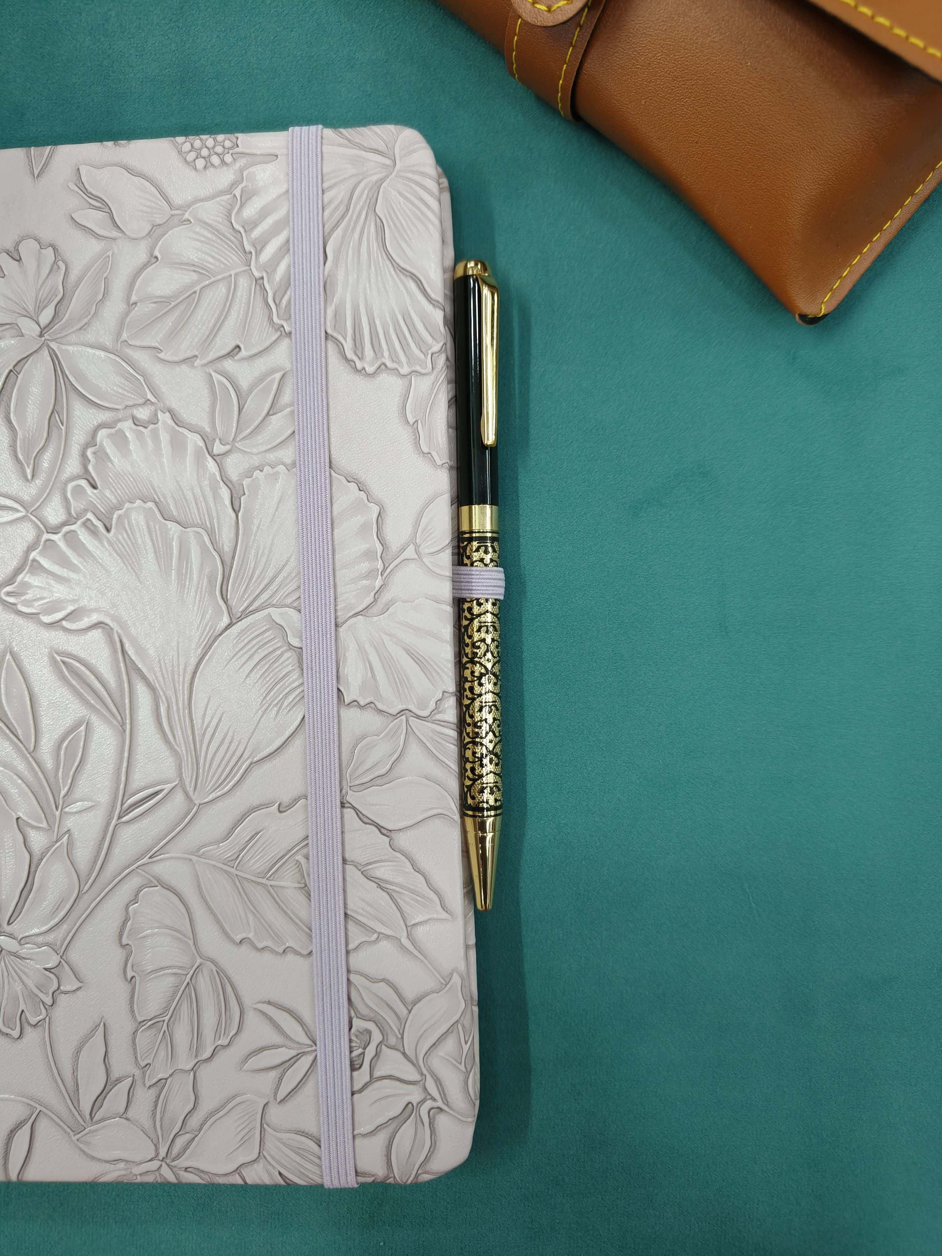 Flowers Series Diary Notebook | A5 Size | Hard Bound Notebook Diary | 100 gsm Natural Shade Paper | Debossed PU Cover