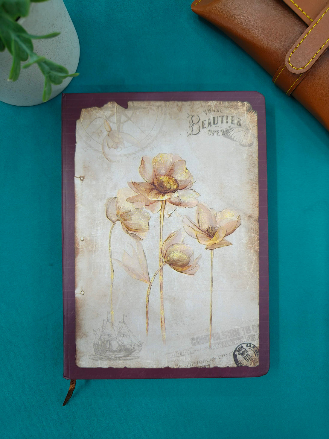 Flower theme Retro Pattern Premium Soft Bound Notebook Diary for Girls and Women | Notebook For Gifting | Notebook For Daily Planner