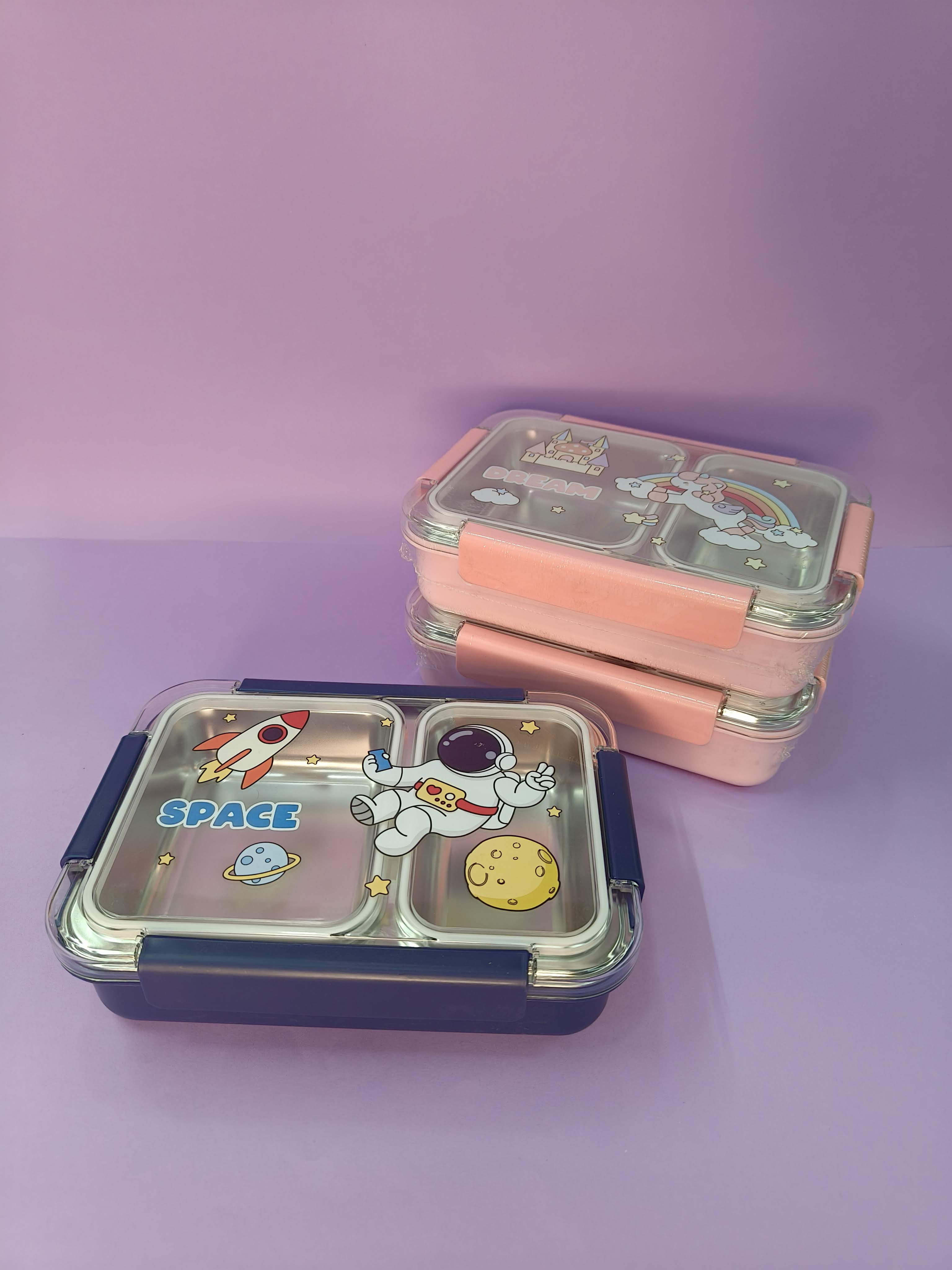 Stainless Steel 2 Compartment Lunch Box - Leakproof Airtight | Inner Insulated Containers with Clip Lock Lid | BPA - Free | Tiffin for School, Travelling