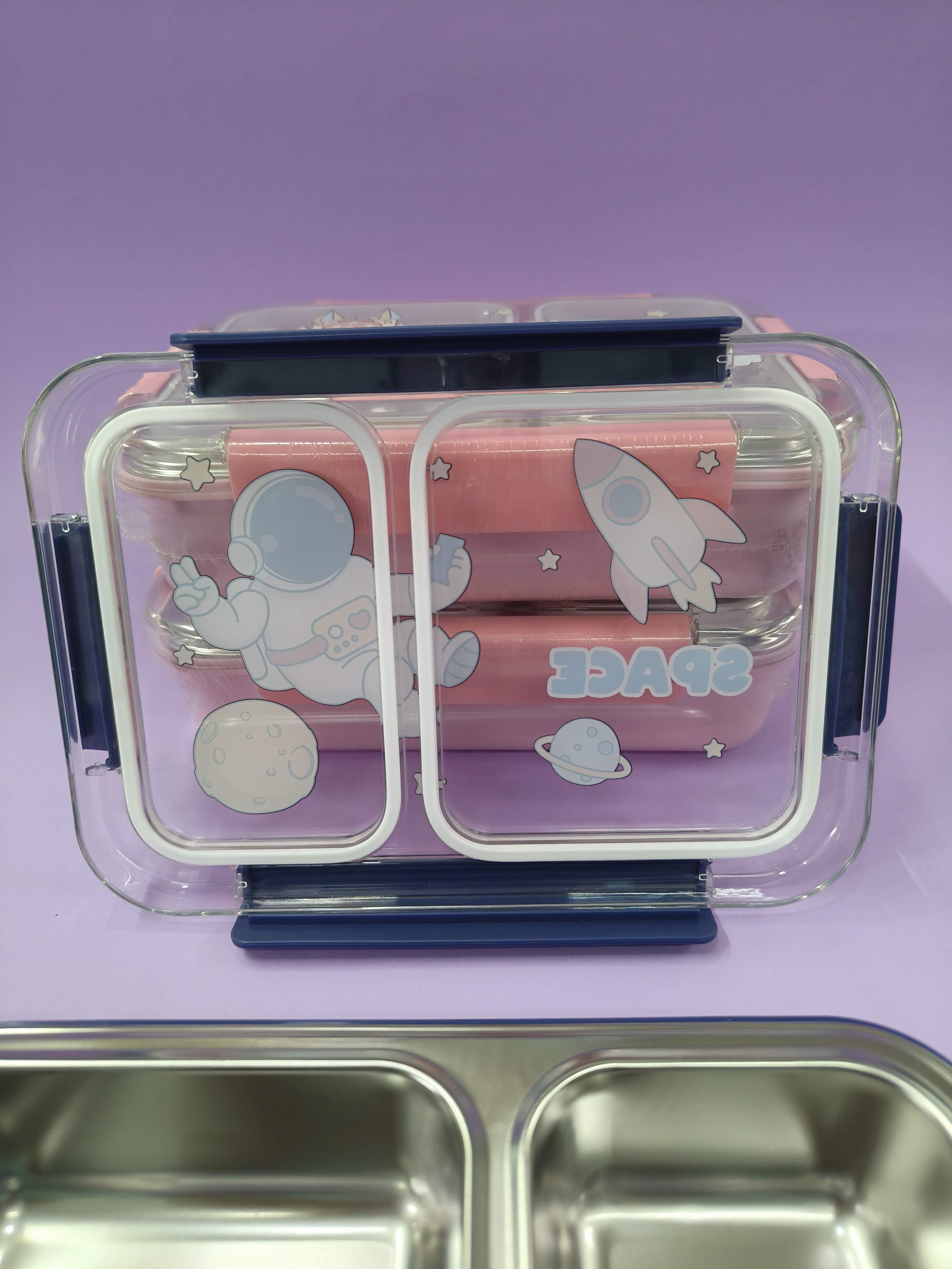 Stainless Steel 2 Compartment Lunch Box - Leakproof Airtight | Inner Insulated Containers with Clip Lock Lid | BPA - Free | Tiffin for School, Travelling