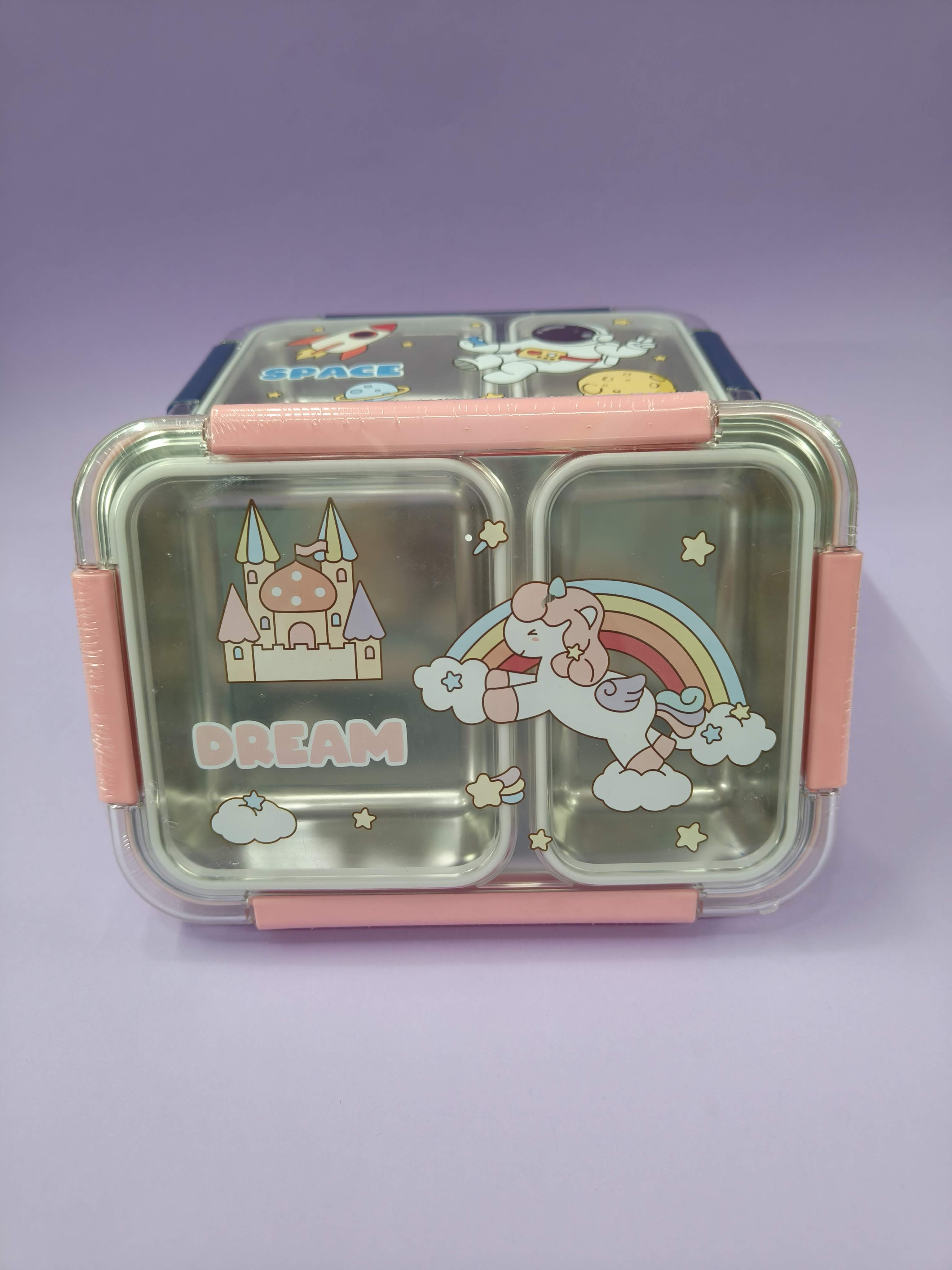 Stainless Steel 2 Compartment Lunch Box - Leakproof Airtight | Inner Insulated Containers with Clip Lock Lid | BPA - Free | Tiffin for School, Travelling