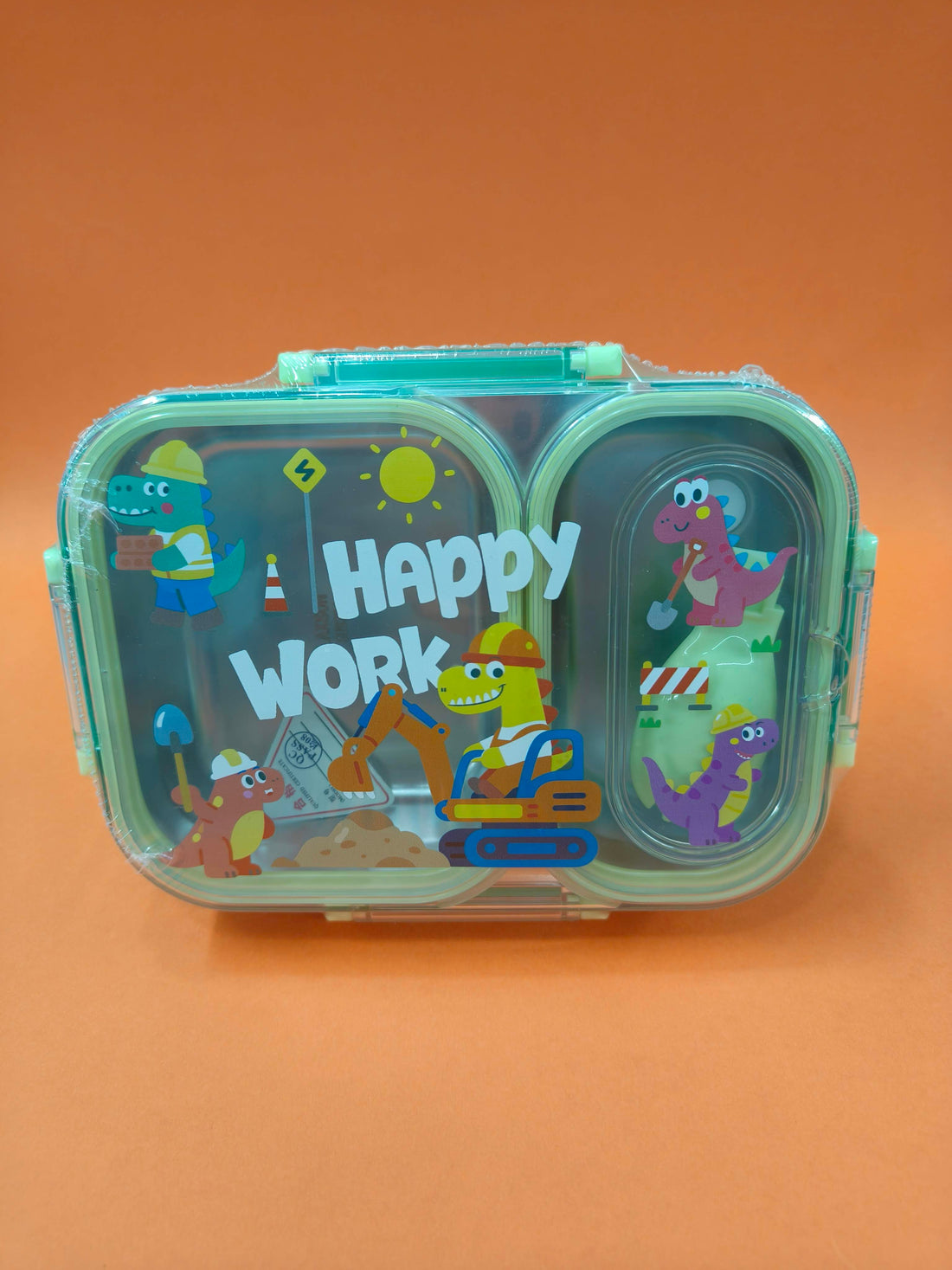 2 Compartments Stainless Steel Lunch Box for Kids | 600ml SS 304 Leakproof Lunch Box with Spoon-Fork | Cute Cartoon Bento Box | BPA-Free School Lunch Box