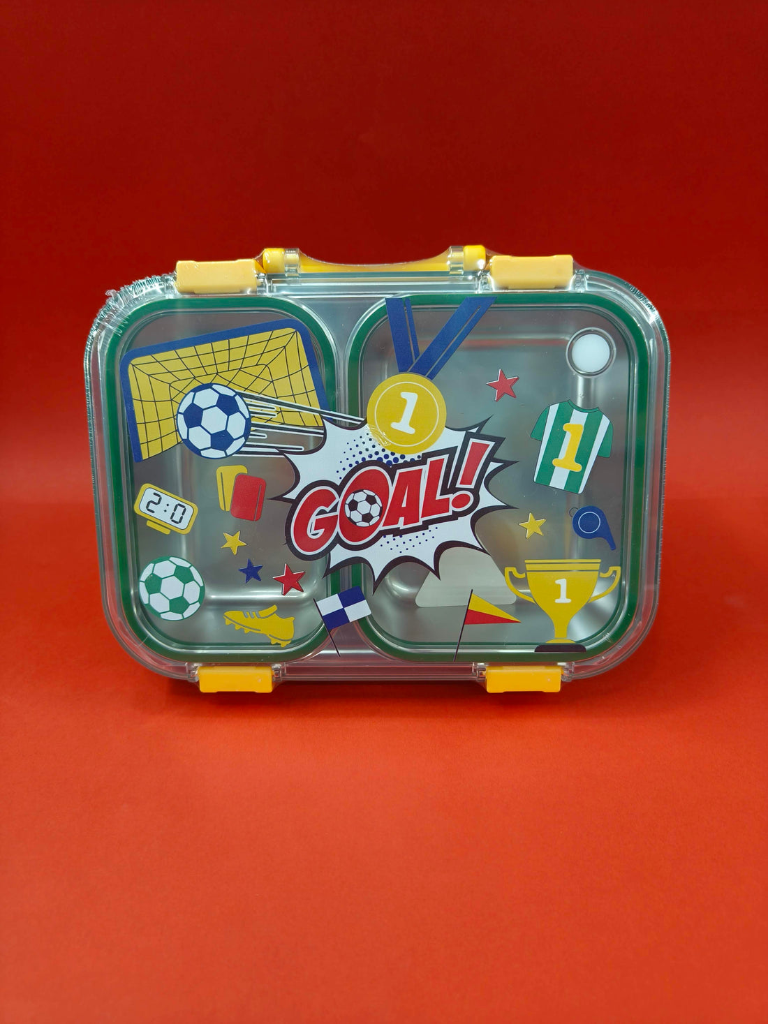 Leak-Proof 2 Compartment Stainless Steel Lunch Box for Kids | BPA-Free Bento Box for School, Travel & Picnics | Compact 700 ml Food Container with Transparent