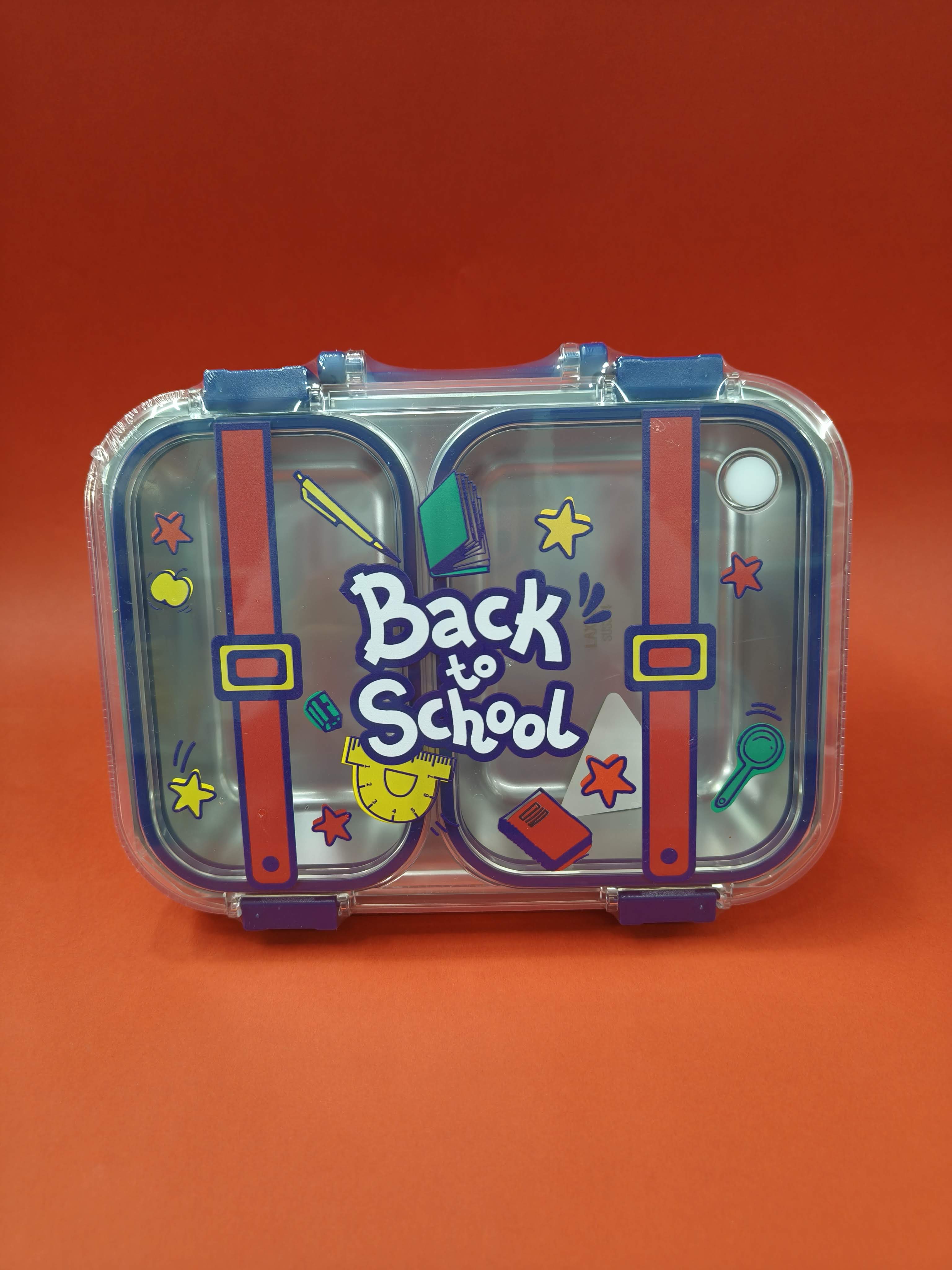 Leak-Proof 2 Compartment Stainless Steel Lunch Box for Kids | BPA-Free Bento Box for School, Travel & Picnics | Compact 700 ml Food Container with Transparent