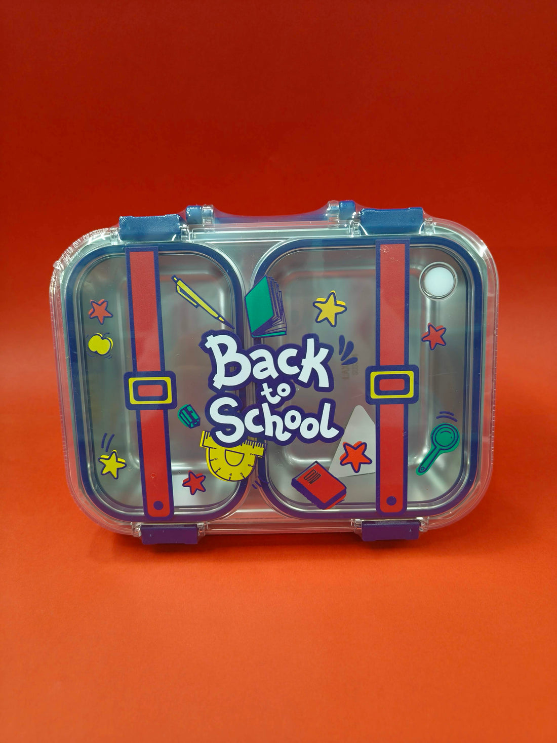 Leak-Proof 2 Compartment Stainless Steel Lunch Box for Kids | BPA-Free Bento Box for School, Travel & Picnics | Compact 700 ml Food Container with Transparent