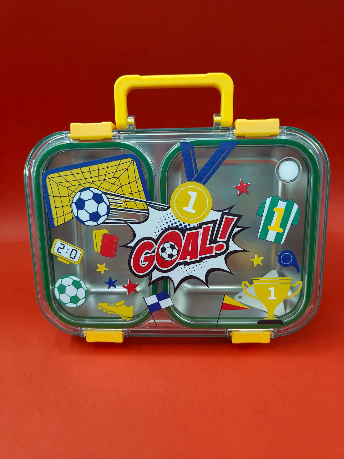 Leak-Proof 2 Compartment Stainless Steel Lunch Box for Kids | BPA-Free Bento Box for School, Travel & Picnics | Compact 700 ml Food Container with Transparent