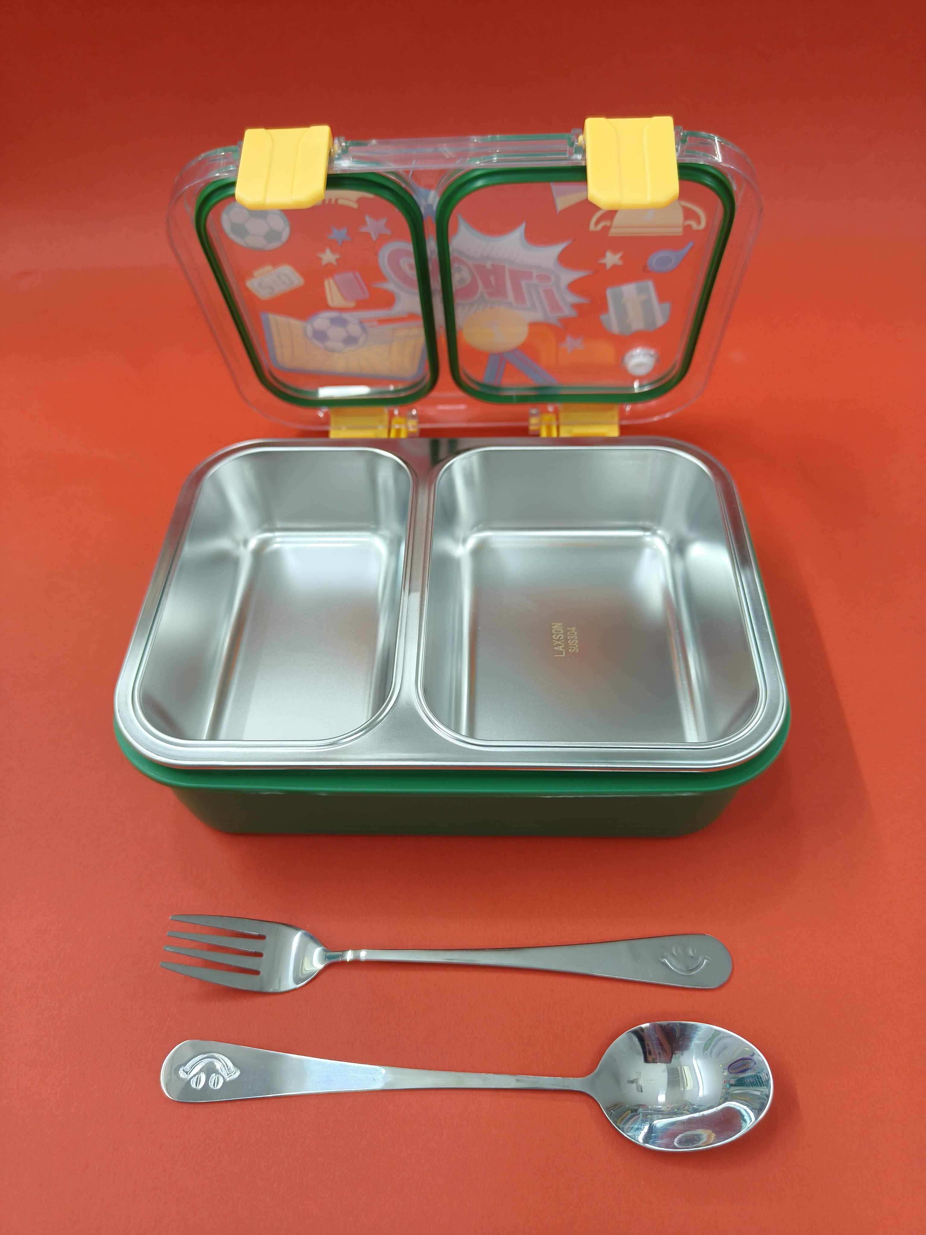 Leak-Proof 2 Compartment Stainless Steel Lunch Box for Kids | BPA-Free Bento Box for School, Travel & Picnics | Compact 700 ml Food Container with Transparent