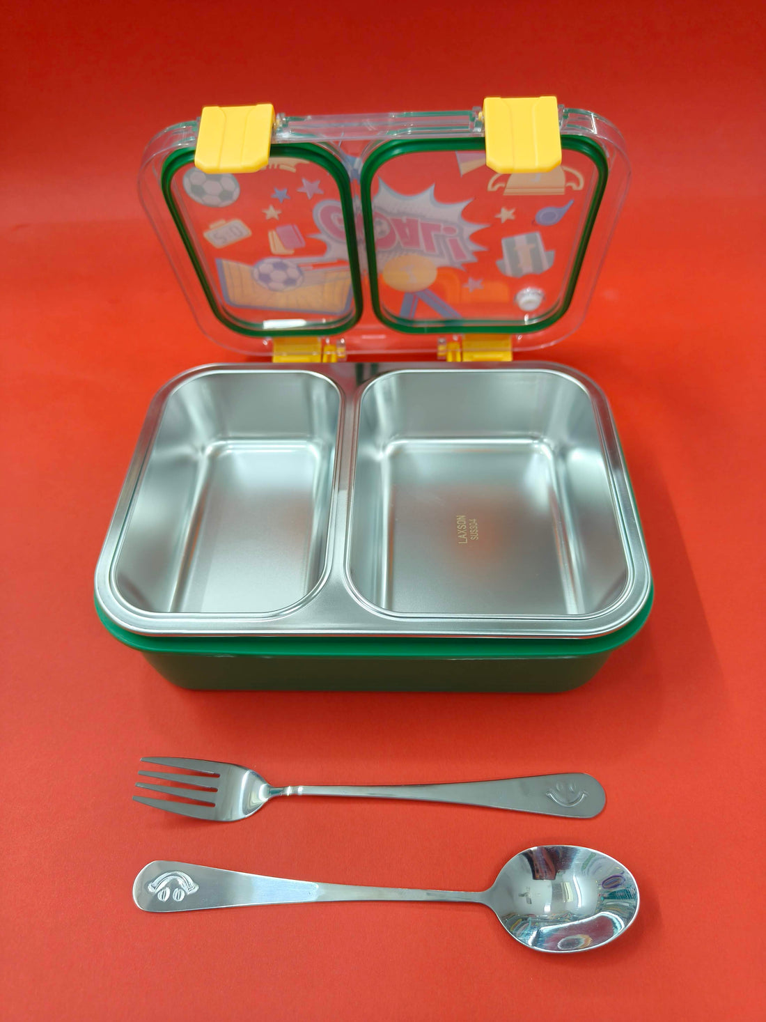 Leak-Proof 2 Compartment Stainless Steel Lunch Box for Kids | BPA-Free Bento Box for School, Travel & Picnics | Compact 700 ml Food Container with Transparent