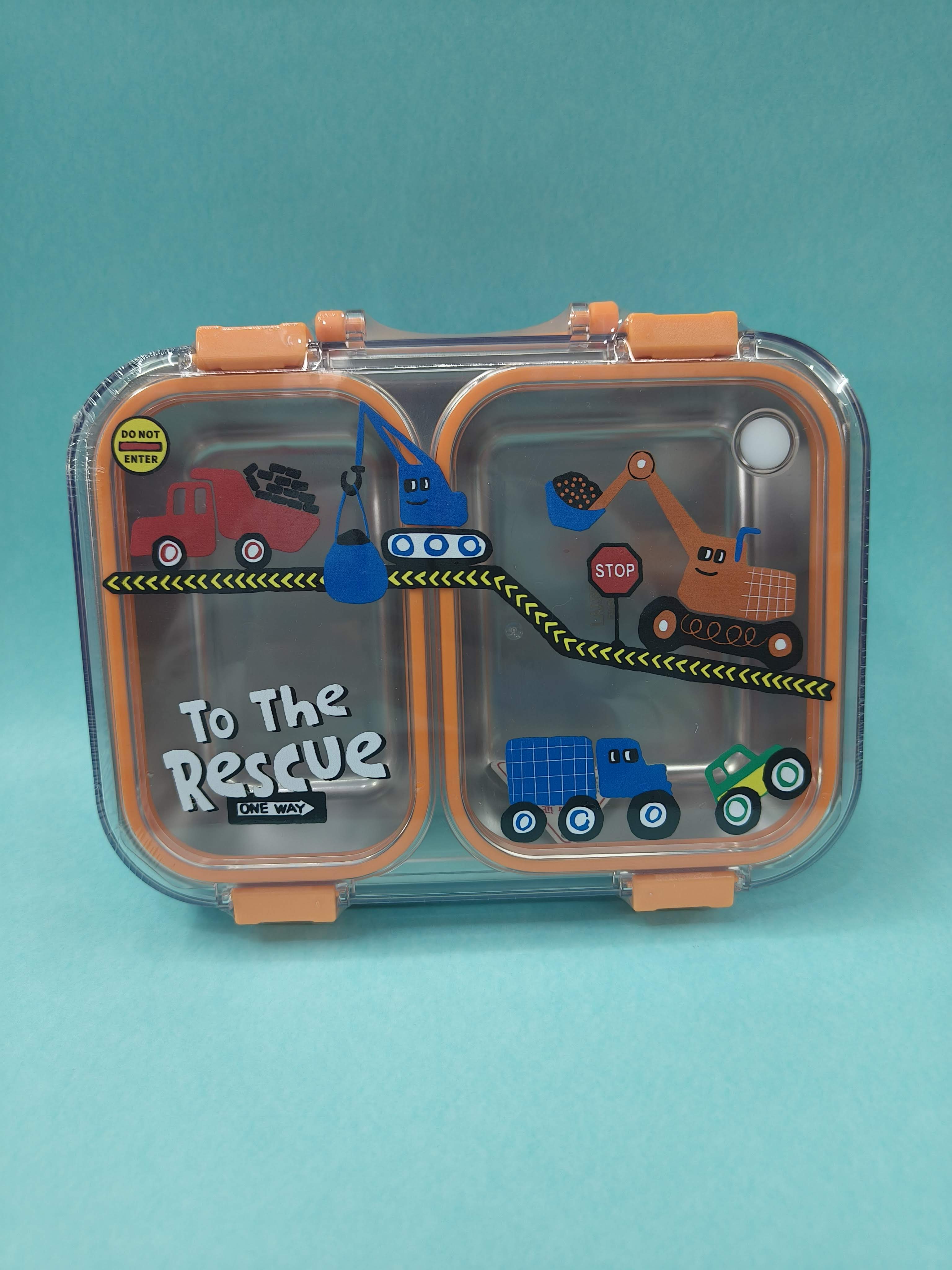 Leak-Proof 2 Compartment Stainless Steel Lunch Box for Kids | BPA-Free Bento Box for School, Travel & Picnics | Compact 700 ml Food Container with Transparent