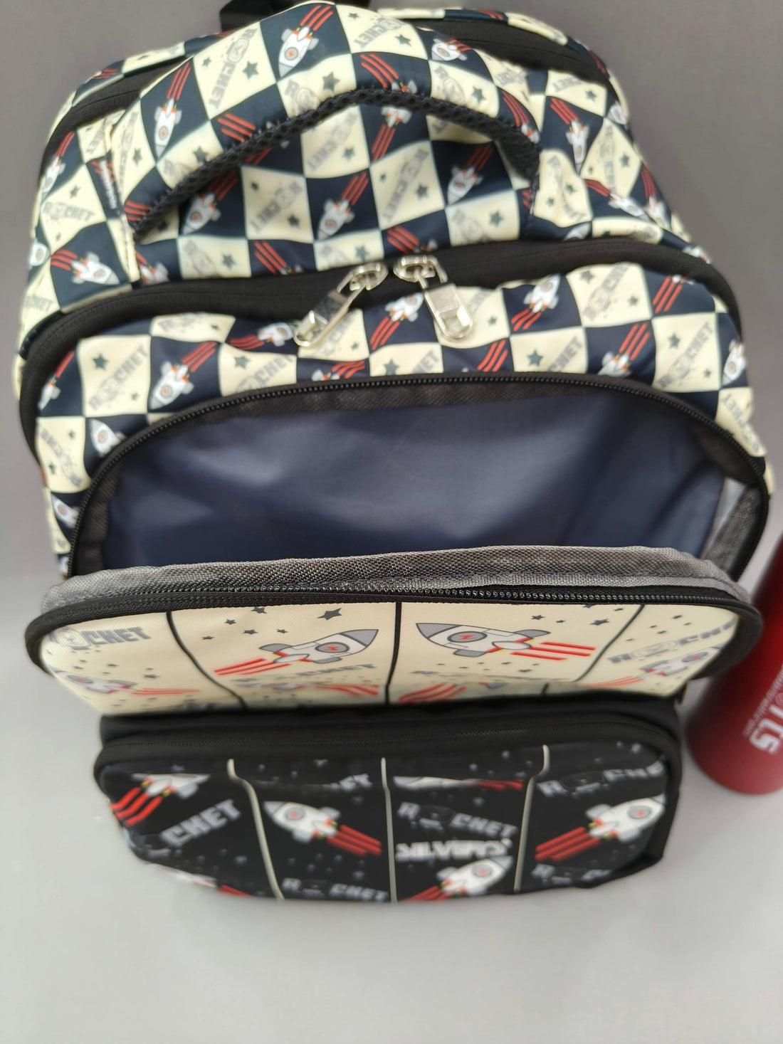 Premium Rocket and Football-Print School Bag for Kids | Spacious Interiors | 15" Casual Backpack Perfect for School, College, Everyday Use