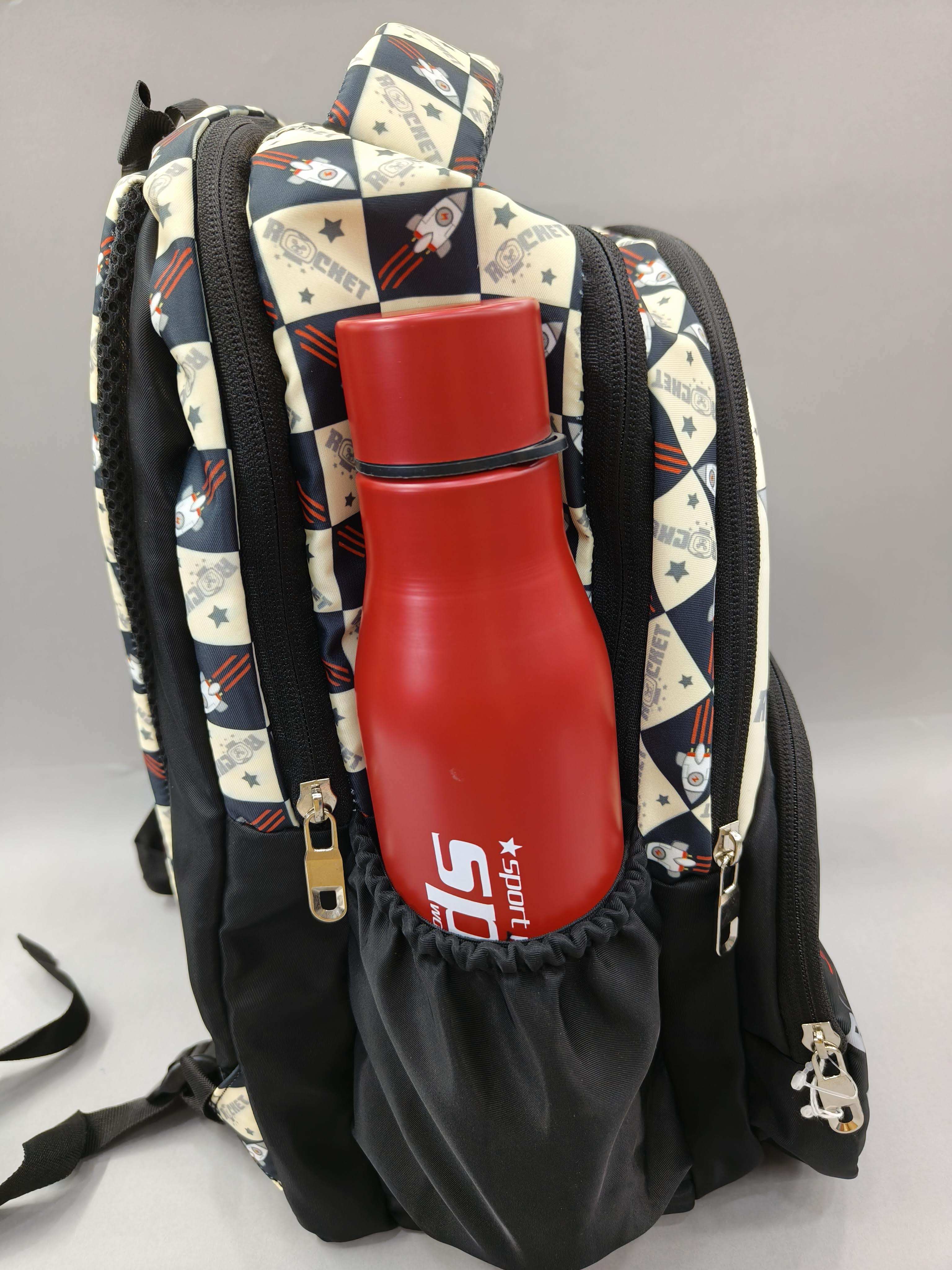 Premium Rocket and Football-Print School Bag for Kids | Spacious Interiors | 15" Casual Backpack Perfect for School, College, Everyday Use