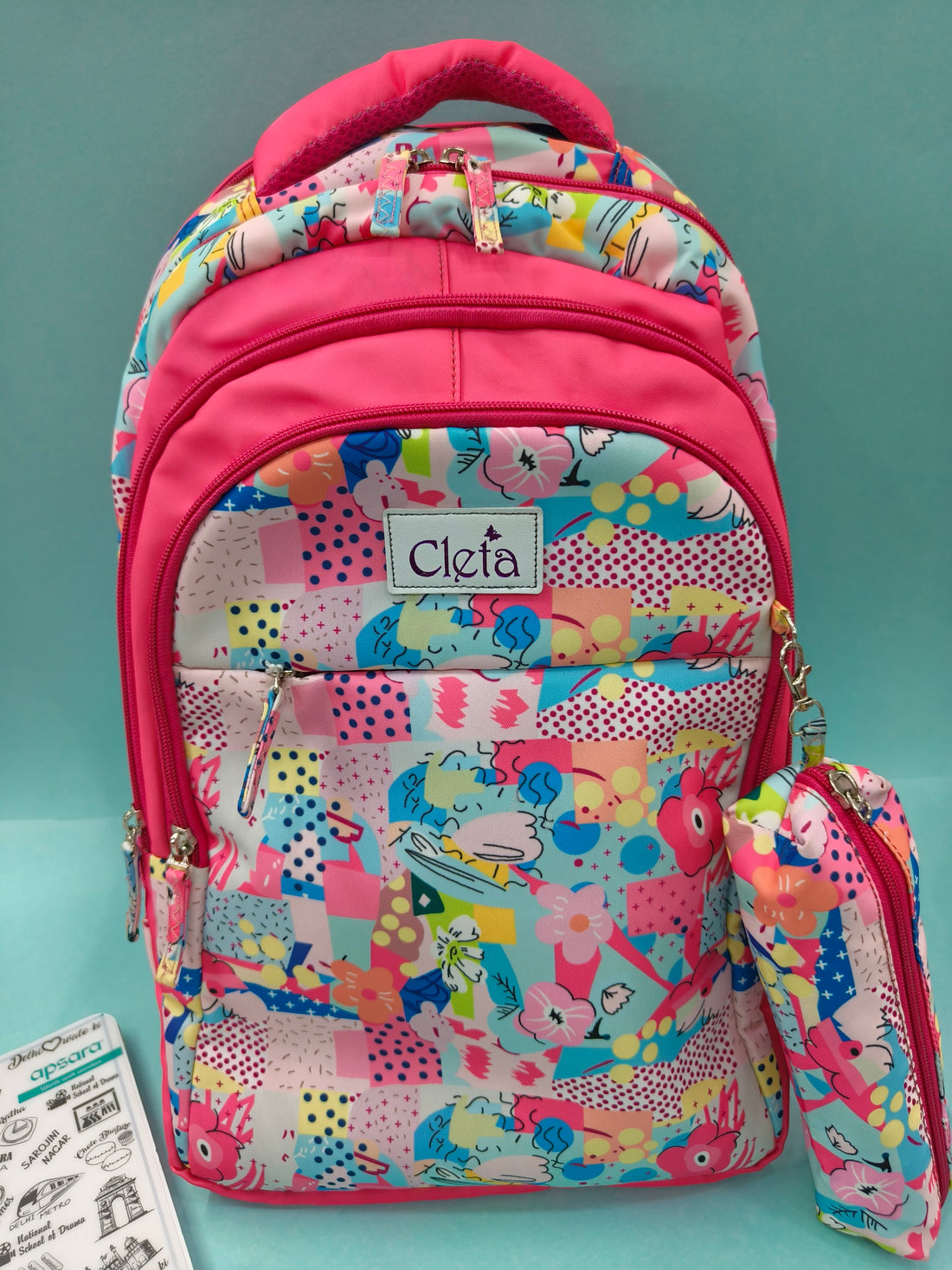 Premium Multi-Print School Bag for Girls and Kids | Spacious Interiors Casual Backpack Perfect for School, Everyday Use - Includes Free Stationery Pouch | 2 in 1 Backpack for Kids | 4 Zip School Bag for Kids