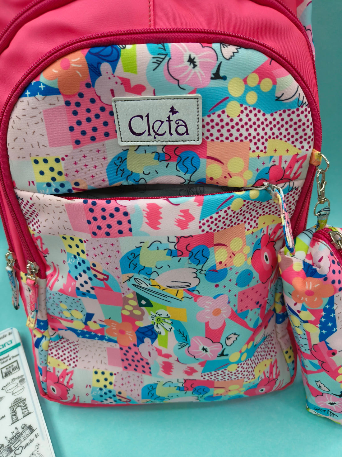 Premium Multi-Print School Bag for Girls and Kids | Spacious Interiors Casual Backpack Perfect for School, Everyday Use - Includes Free Stationery Pouch | 2 in 1 Backpack for Kids | 4 Zip School Bag for Kids