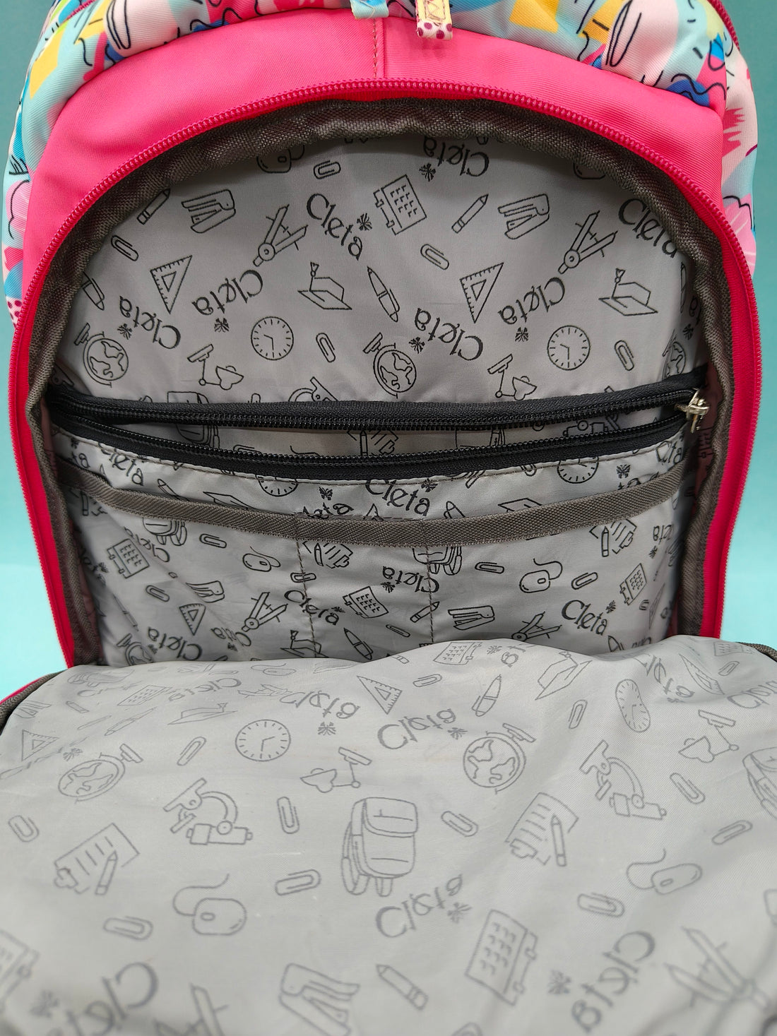 Premium Multi-Print School Bag for Girls and Kids | Spacious Interiors Casual Backpack Perfect for School, Everyday Use - Includes Free Stationery Pouch | 2 in 1 Backpack for Kids | 4 Zip School Bag for Kids