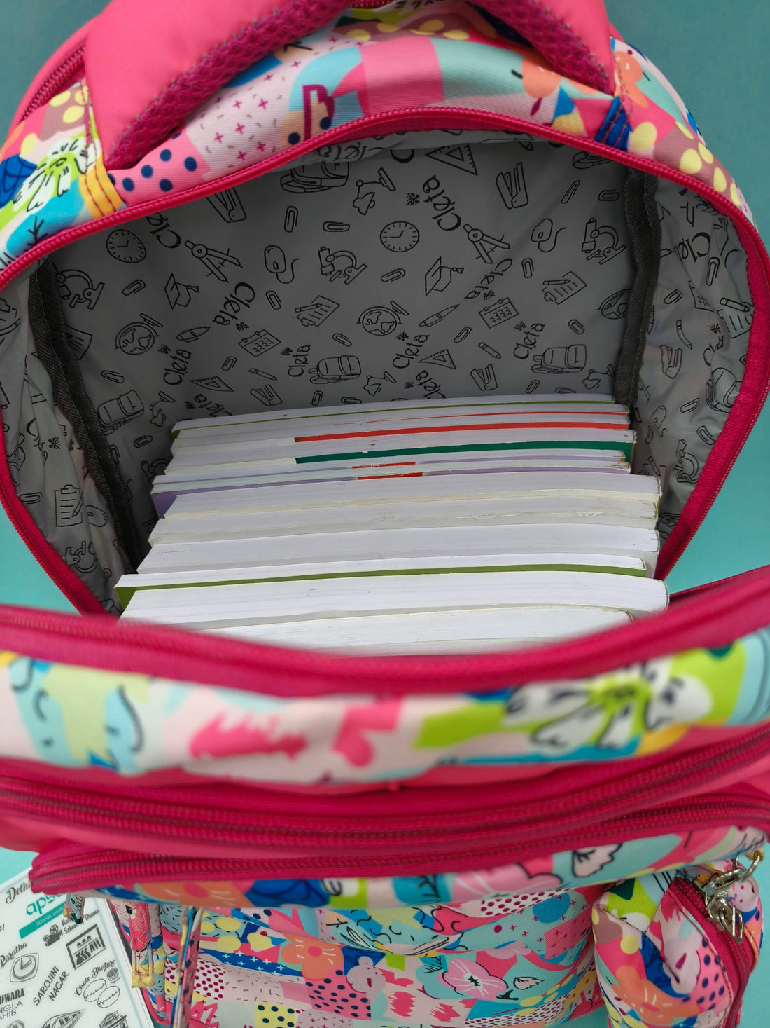 Premium Multi-Print School Bag for Girls and Kids | Spacious Interiors Casual Backpack Perfect for School, Everyday Use - Includes Free Stationery Pouch | 2 in 1 Backpack for Kids | 4 Zip School Bag for Kids