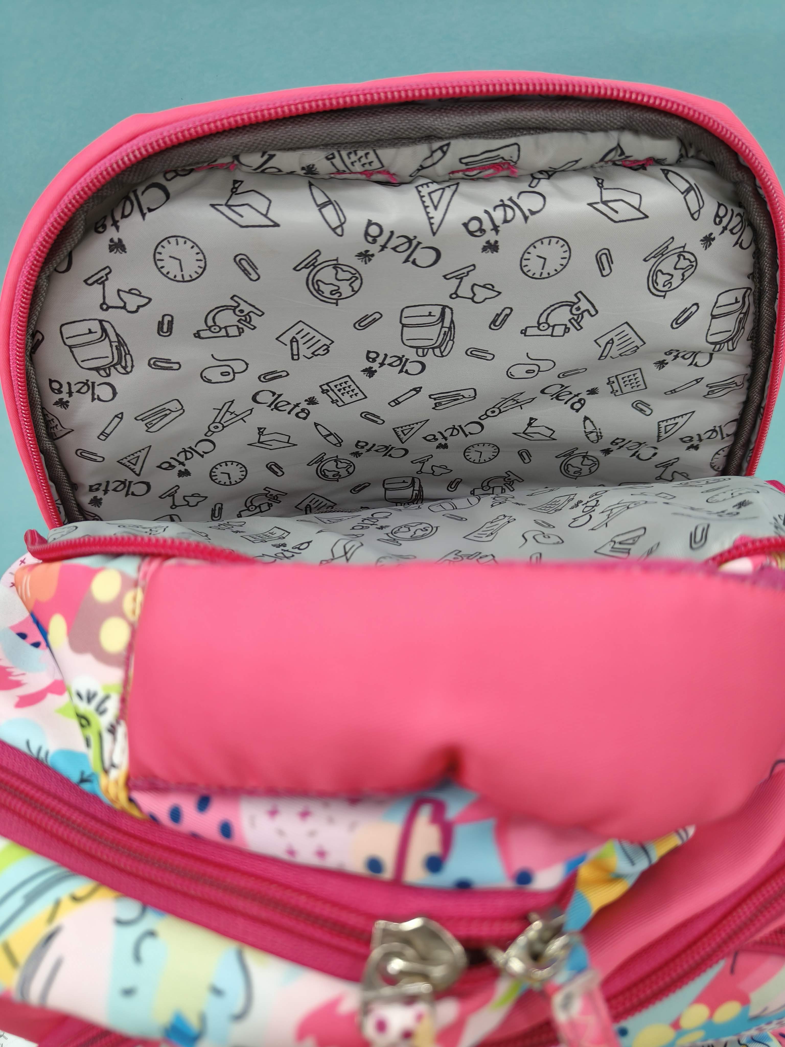 Premium Multi-Print School Bag for Girls and Kids | Spacious Interiors Casual Backpack Perfect for School, Everyday Use - Includes Free Stationery Pouch | 2 in 1 Backpack for Kids | 4 Zip School Bag for Kids