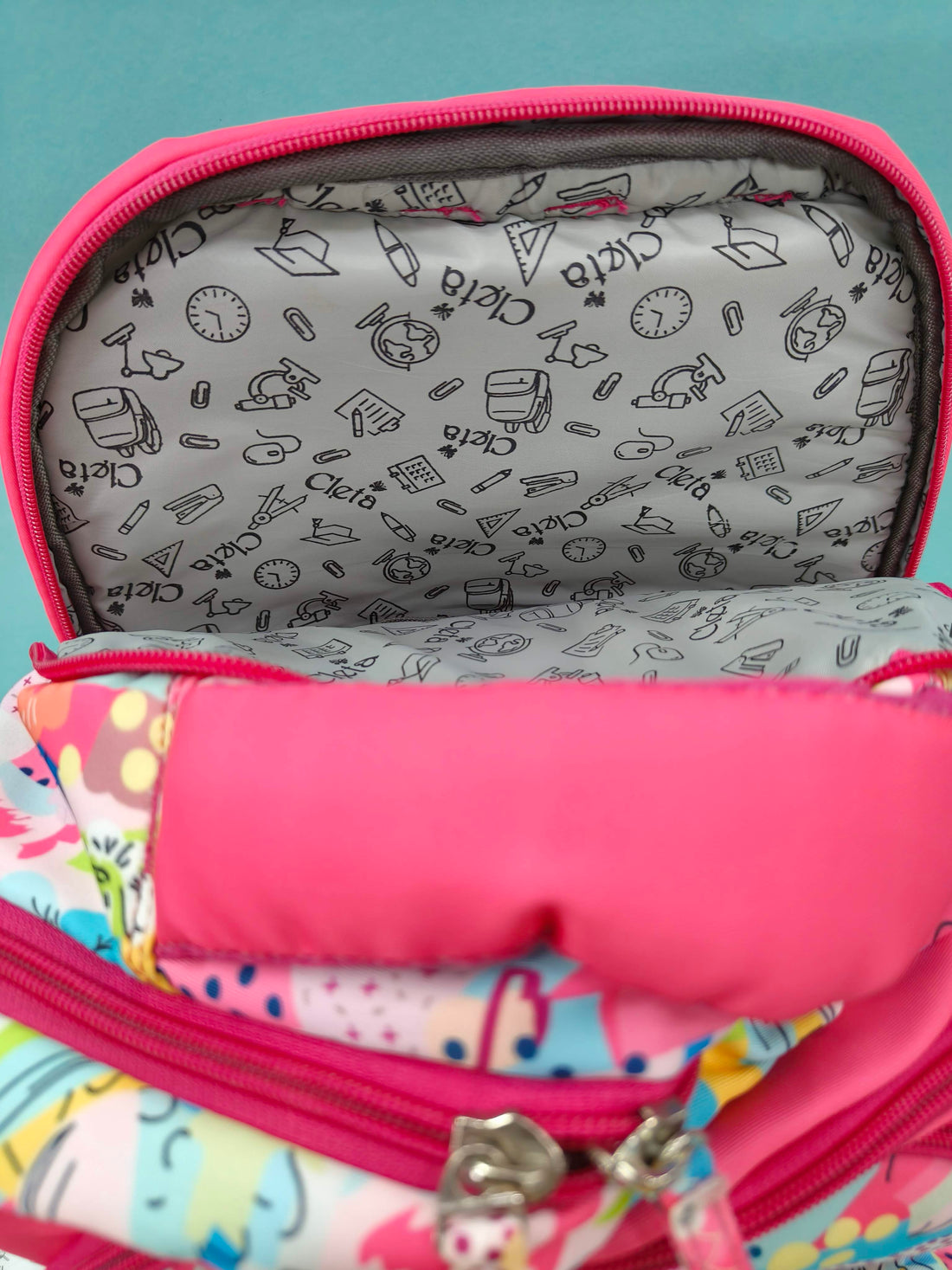 Premium Multi-Print School Bag for Girls and Kids | Spacious Interiors Casual Backpack Perfect for School, Everyday Use - Includes Free Stationery Pouch | 2 in 1 Backpack for Kids | 4 Zip School Bag for Kids