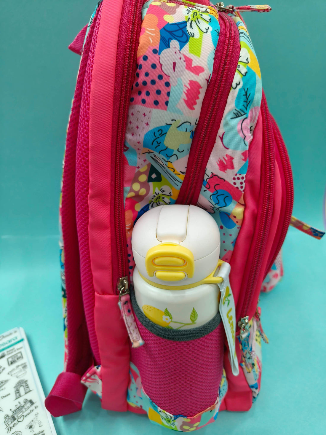 Premium Multi-Print School Bag for Girls and Kids | Spacious Interiors Casual Backpack Perfect for School, Everyday Use - Includes Free Stationery Pouch | 2 in 1 Backpack for Kids | 4 Zip School Bag for Kids