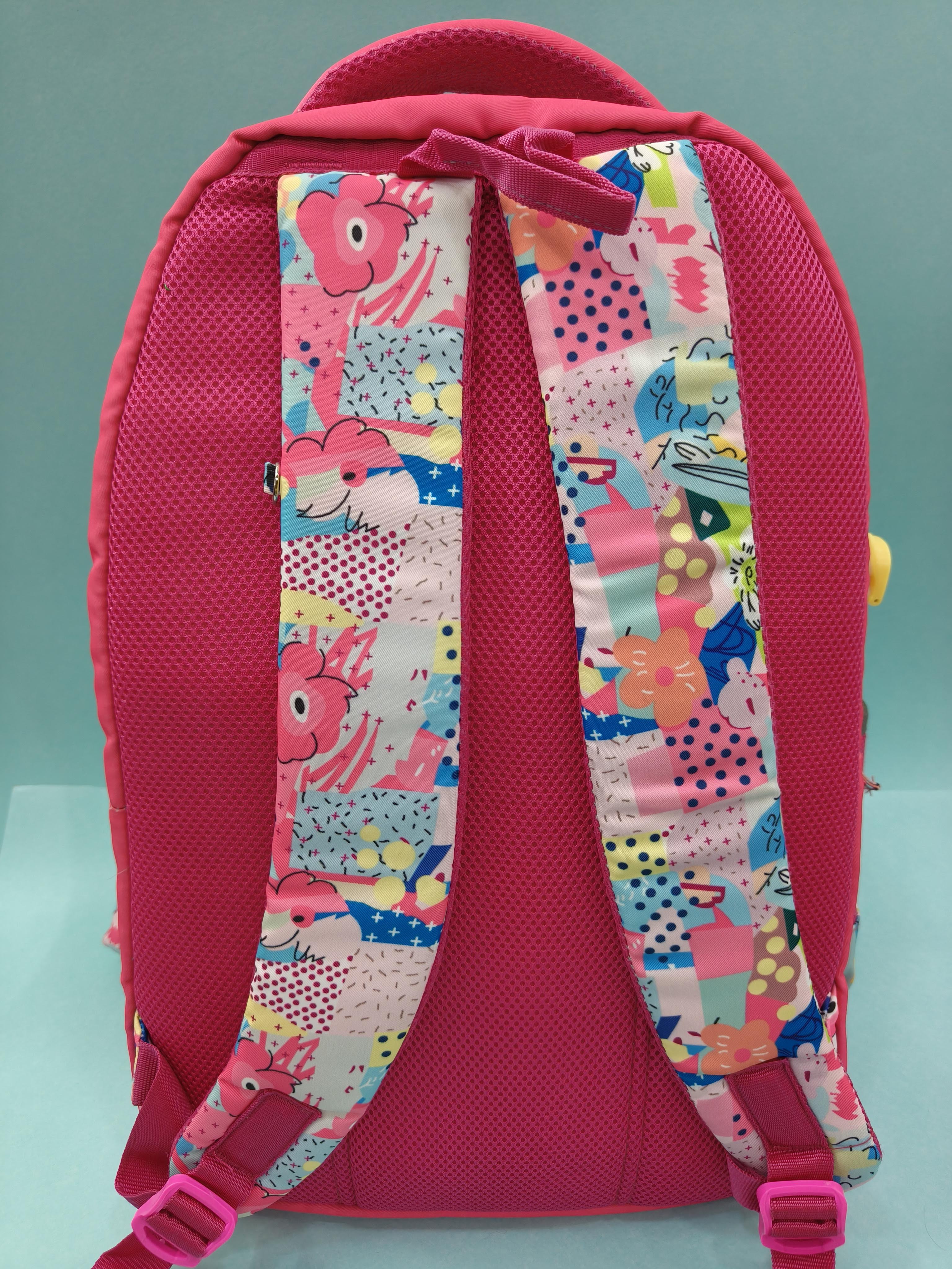 Premium Multi-Print School Bag for Girls and Kids | Spacious Interiors Casual Backpack Perfect for School, Everyday Use - Includes Free Stationery Pouch | 2 in 1 Backpack for Kids | 4 Zip School Bag for Kids