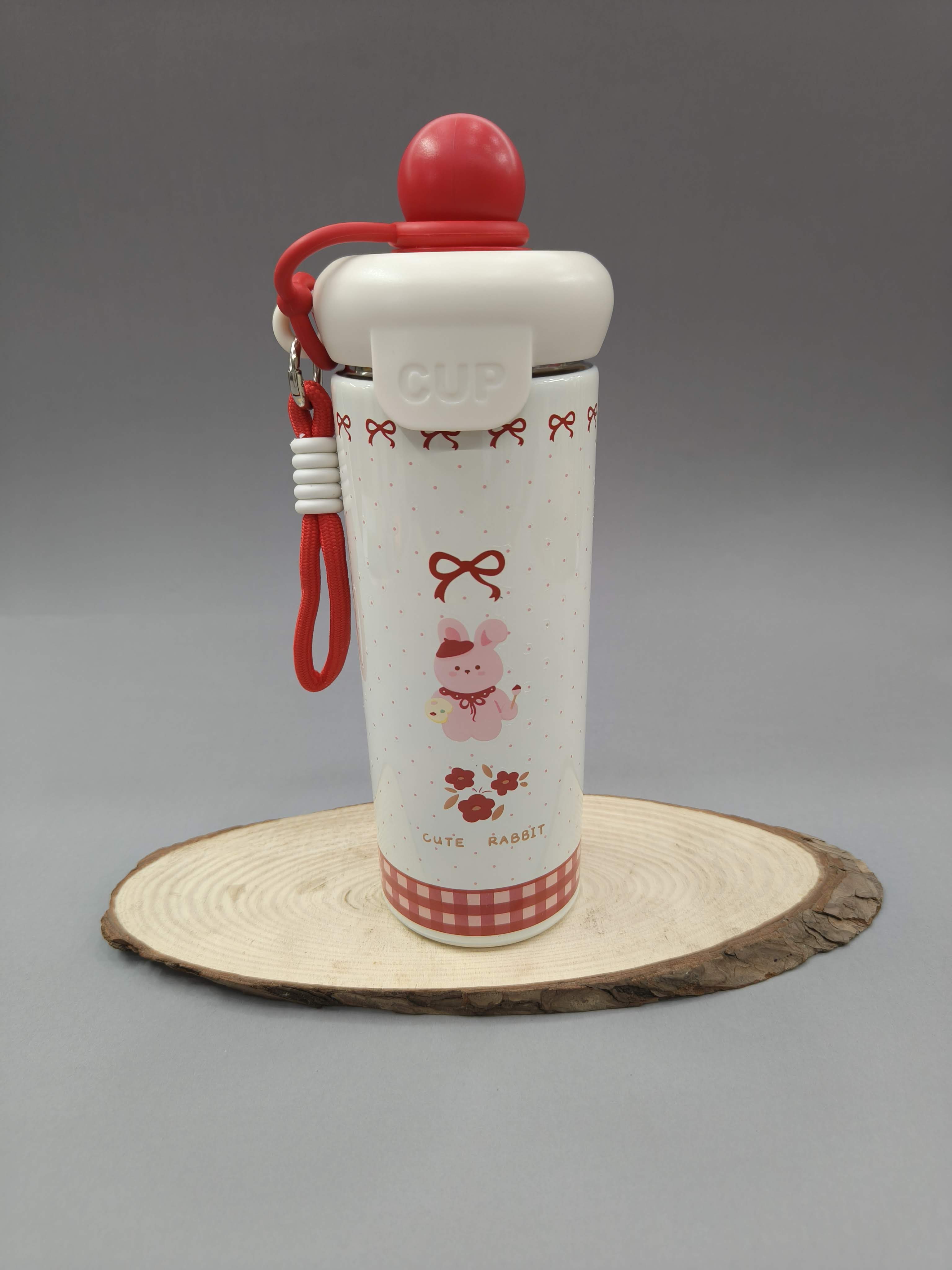 600 ml Stainless Steel Water Bottle For Kids | Leakproof Sipper Bottle With Straw | BPA-Free Drinking Water Bottle With Portable String for Handing or Holding | Easy to Carry for Girls & Boys