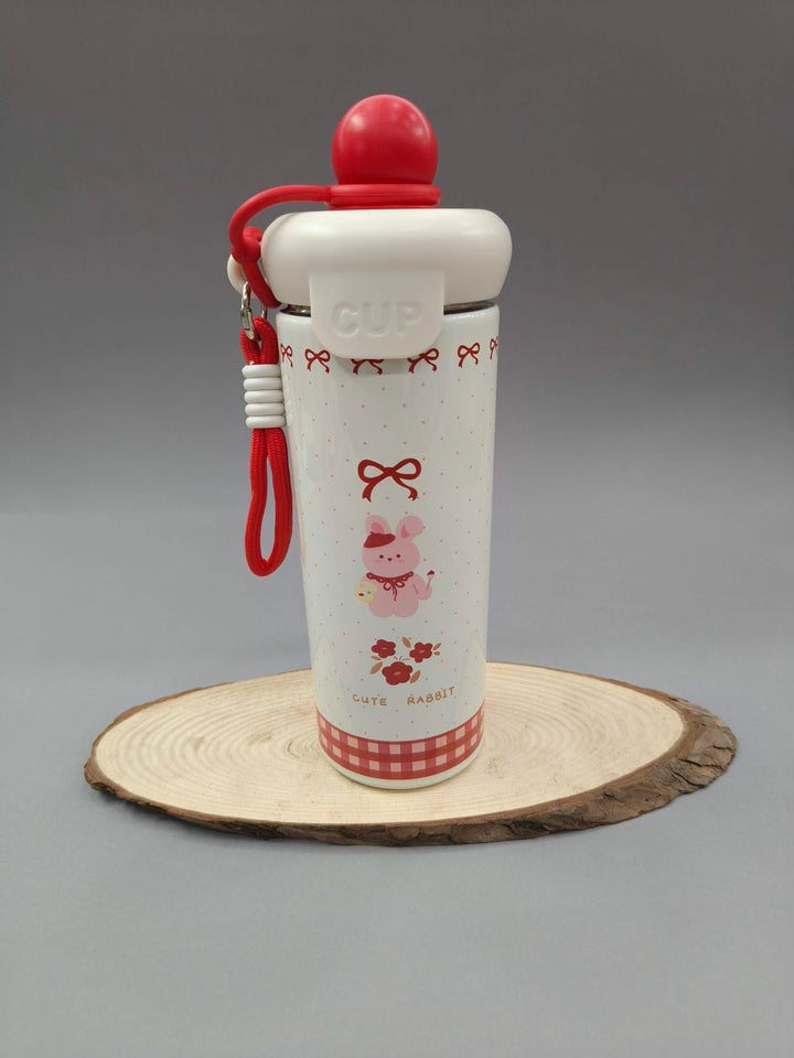 600 ml Stainless Steel Water Bottle For Kids | Leakproof Sipper Bottle With Straw | BPA-Free Drinking Water Bottle With Portable String for Handing or Holding | Easy to Carry for Girls & Boys