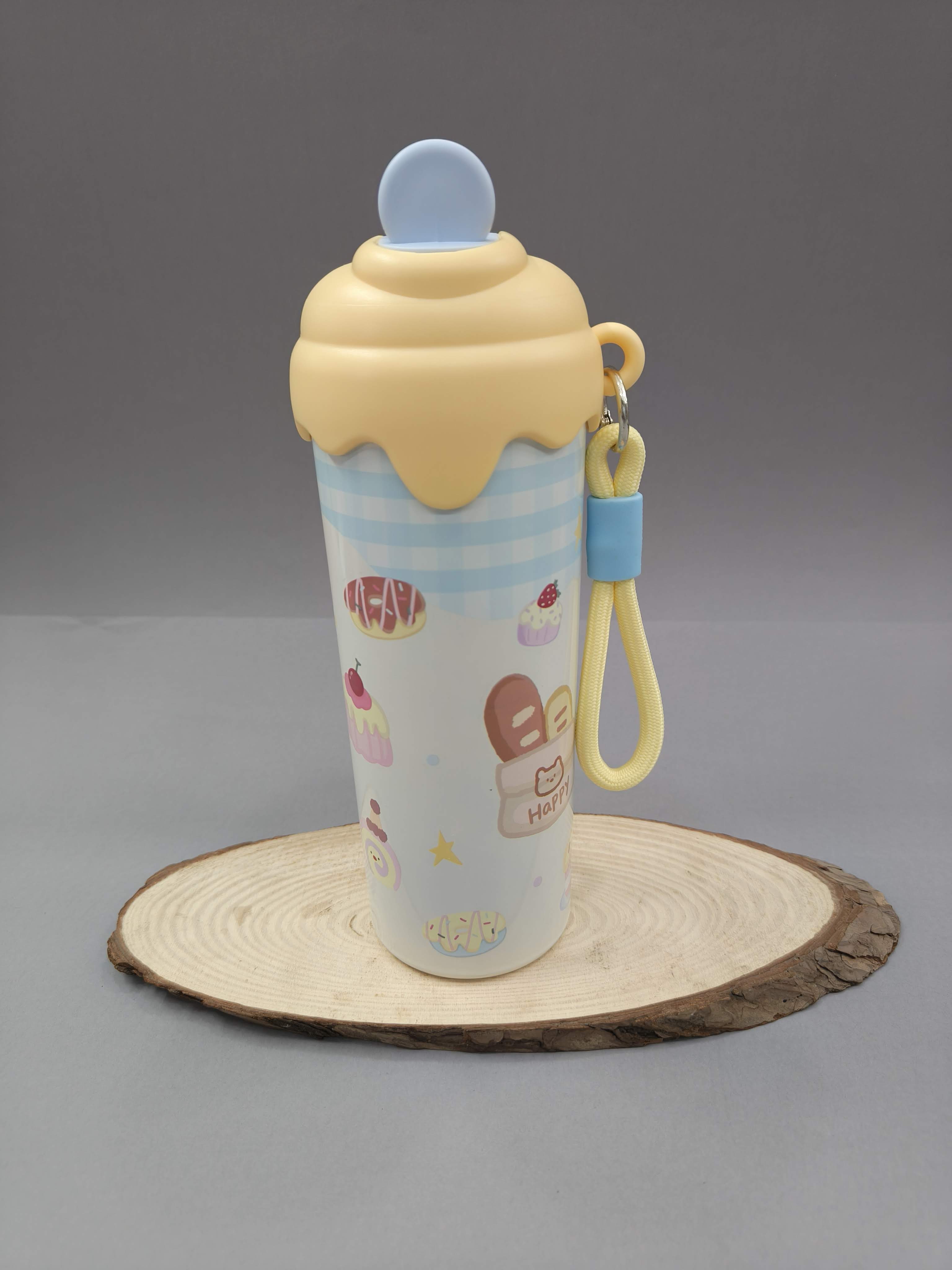 Stainless Steel Insulated Water Bottle For Kids | 600 ml Leakproof Sipper Bottle With Straw for Kids | BPA-Free Drinking Water Bottle With Portable Handle | Easy to Carry for Girls & Boys