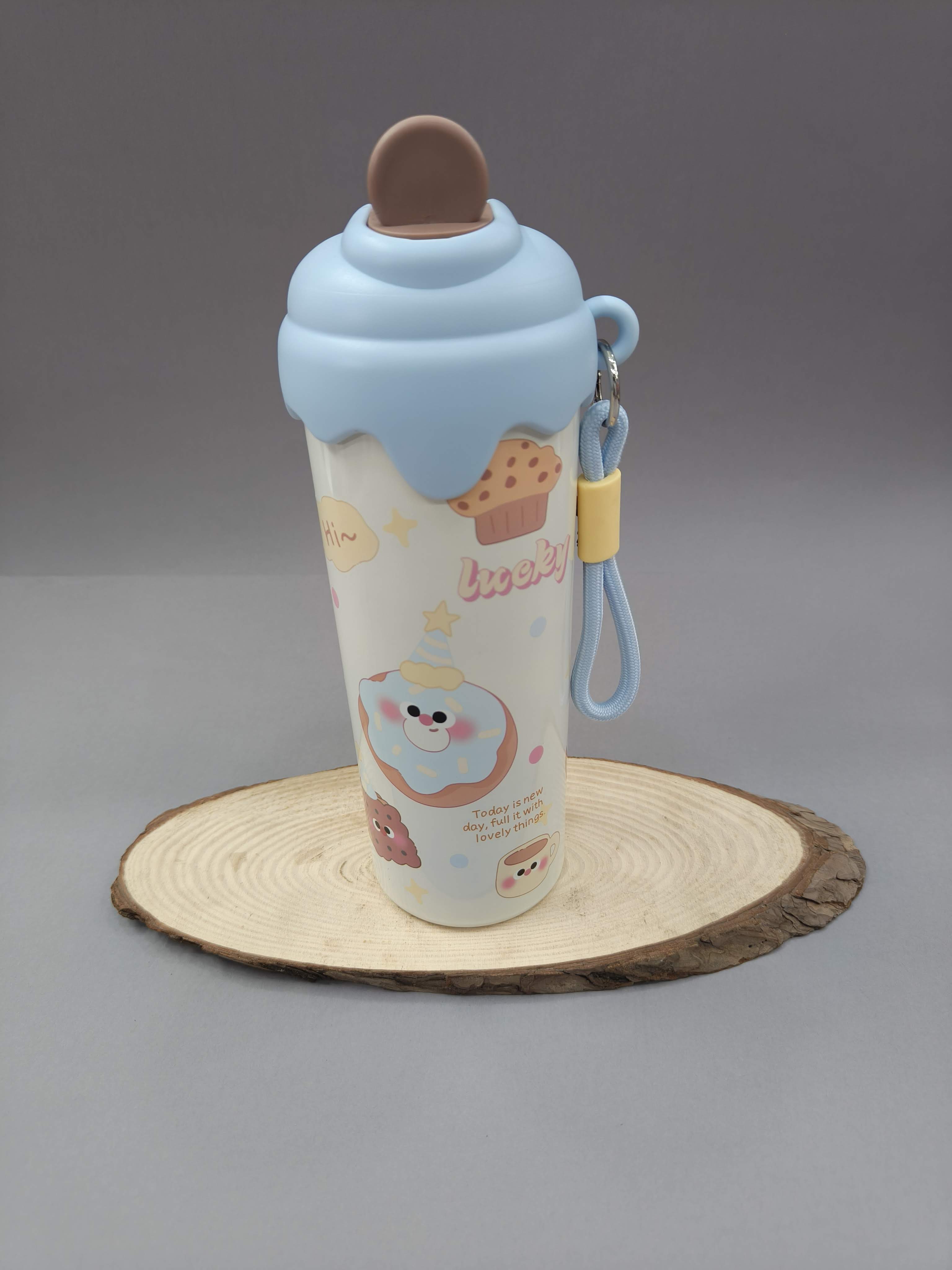 Stainless Steel Insulated Water Bottle For Kids | 600 ml Leakproof Sipper Bottle With Straw for Kids | BPA-Free Drinking Water Bottle With Portable Handle | Easy to Carry for Girls & Boys