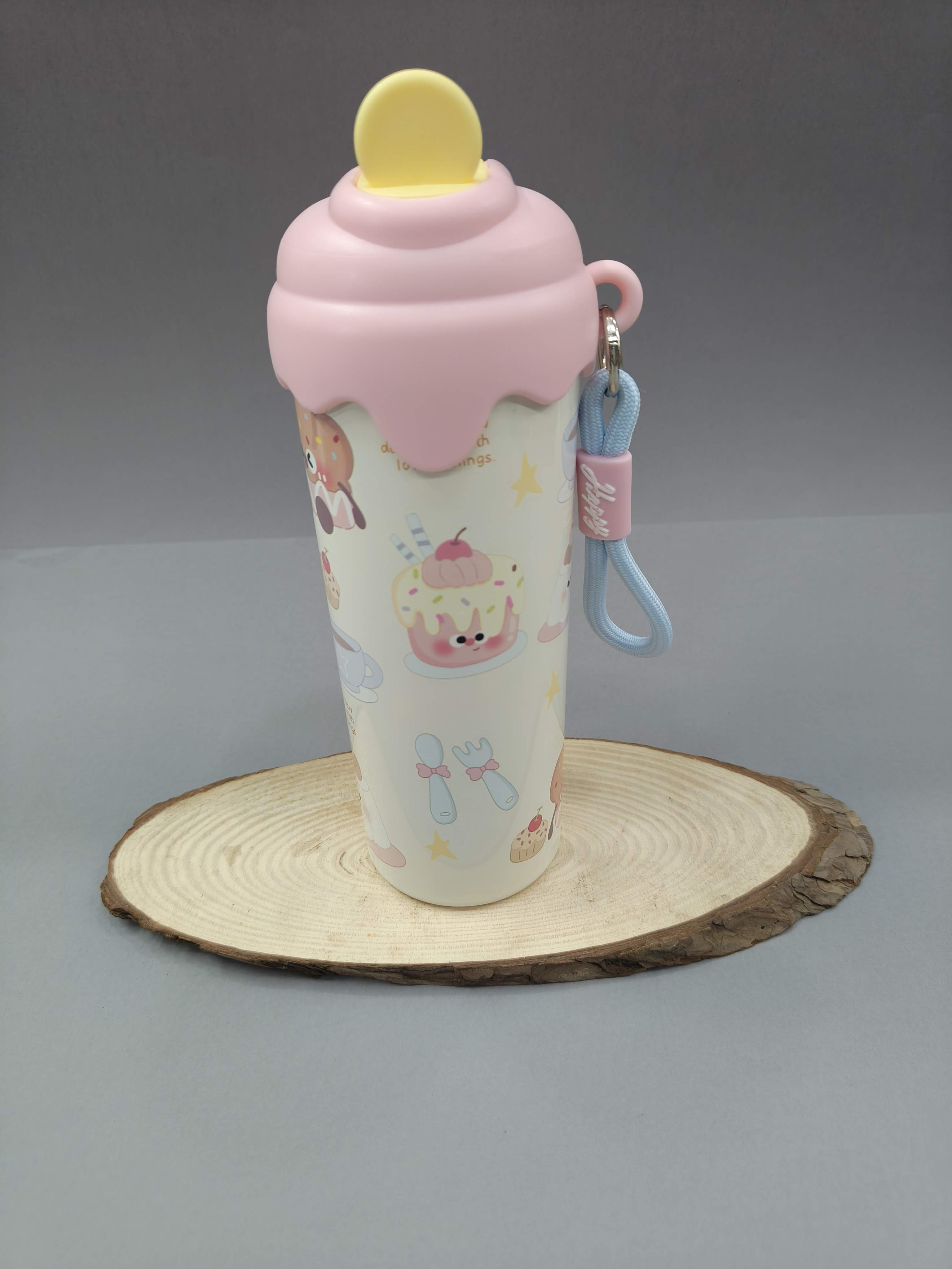 Stainless Steel Insulated Water Bottle For Kids | 600 ml Leakproof Sipper Bottle With Straw for Kids | BPA-Free Drinking Water Bottle With Portable Handle | Easy to Carry for Girls & Boys