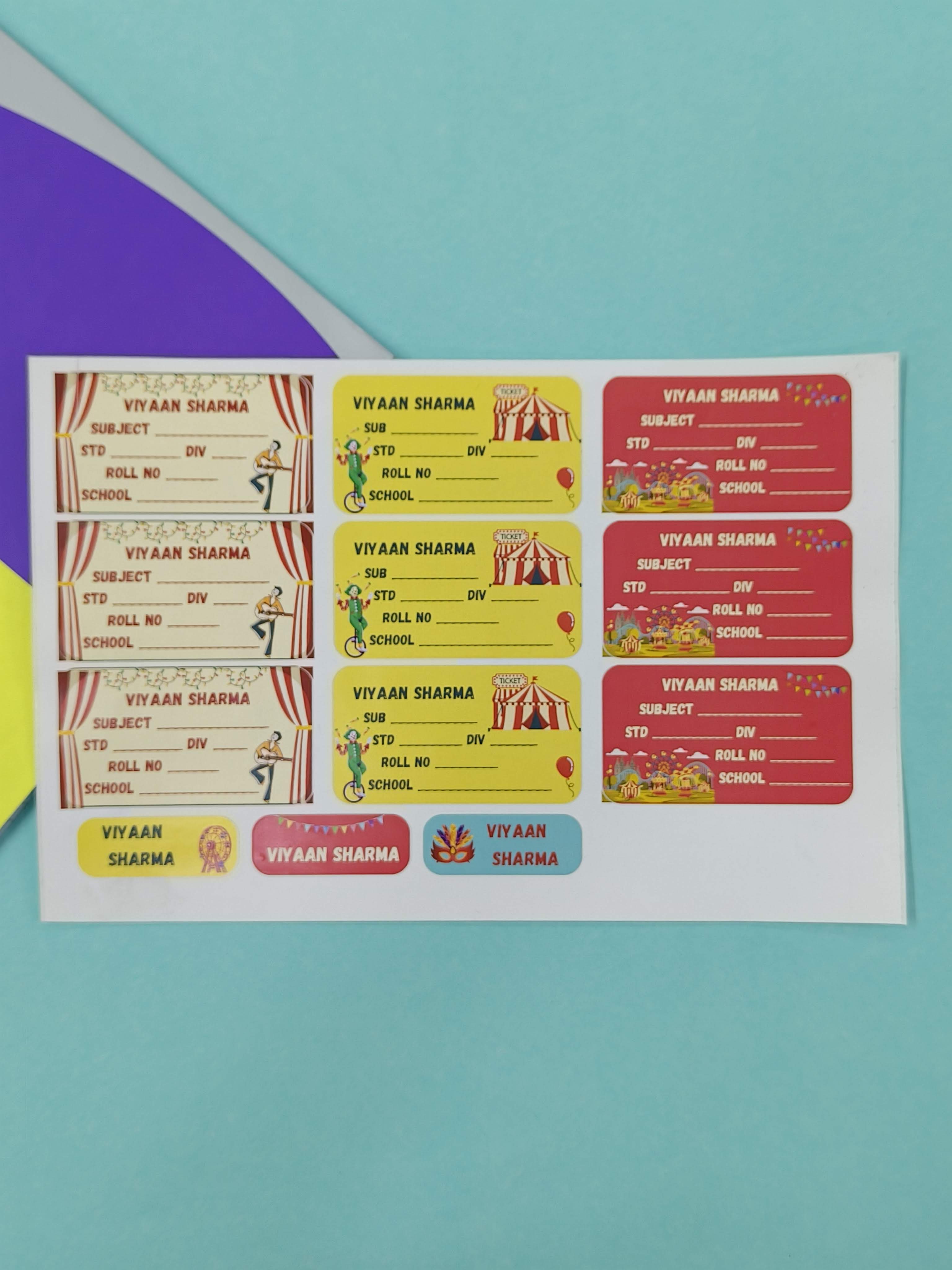 Personalized School Lables and Name Stickers | Comic Theme School Lables and Name Stickers | Custome Waterproof Name Label for Books, Notebooks, Water Bottles, Tiffins, Stationery, 27 Pieces