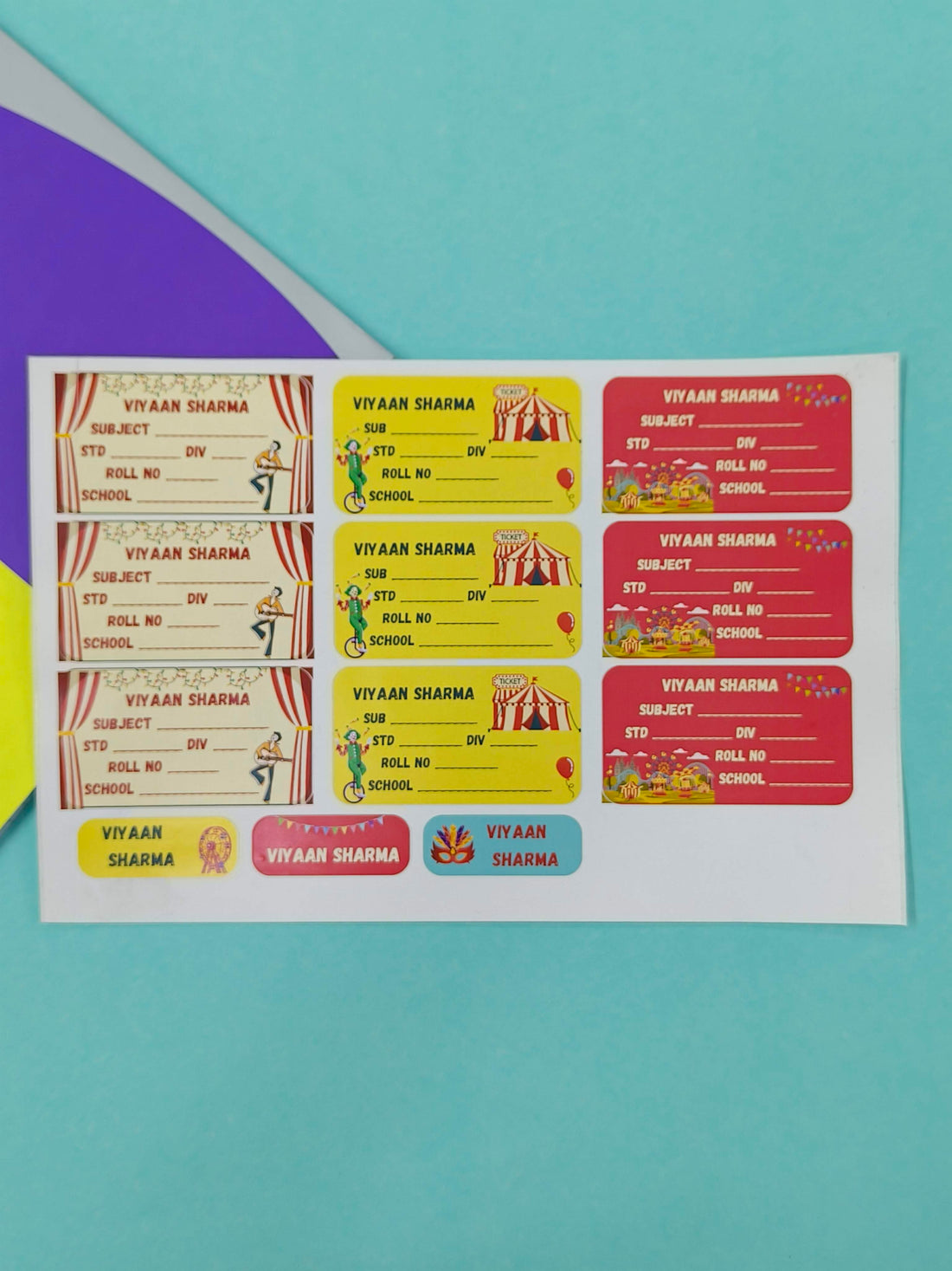 Personalized School Lables and Name Stickers | Comic Theme School Lables and Name Stickers | Custome Waterproof Name Label for Books, Notebooks, Water Bottles, Tiffins, Stationery, 27 Pieces