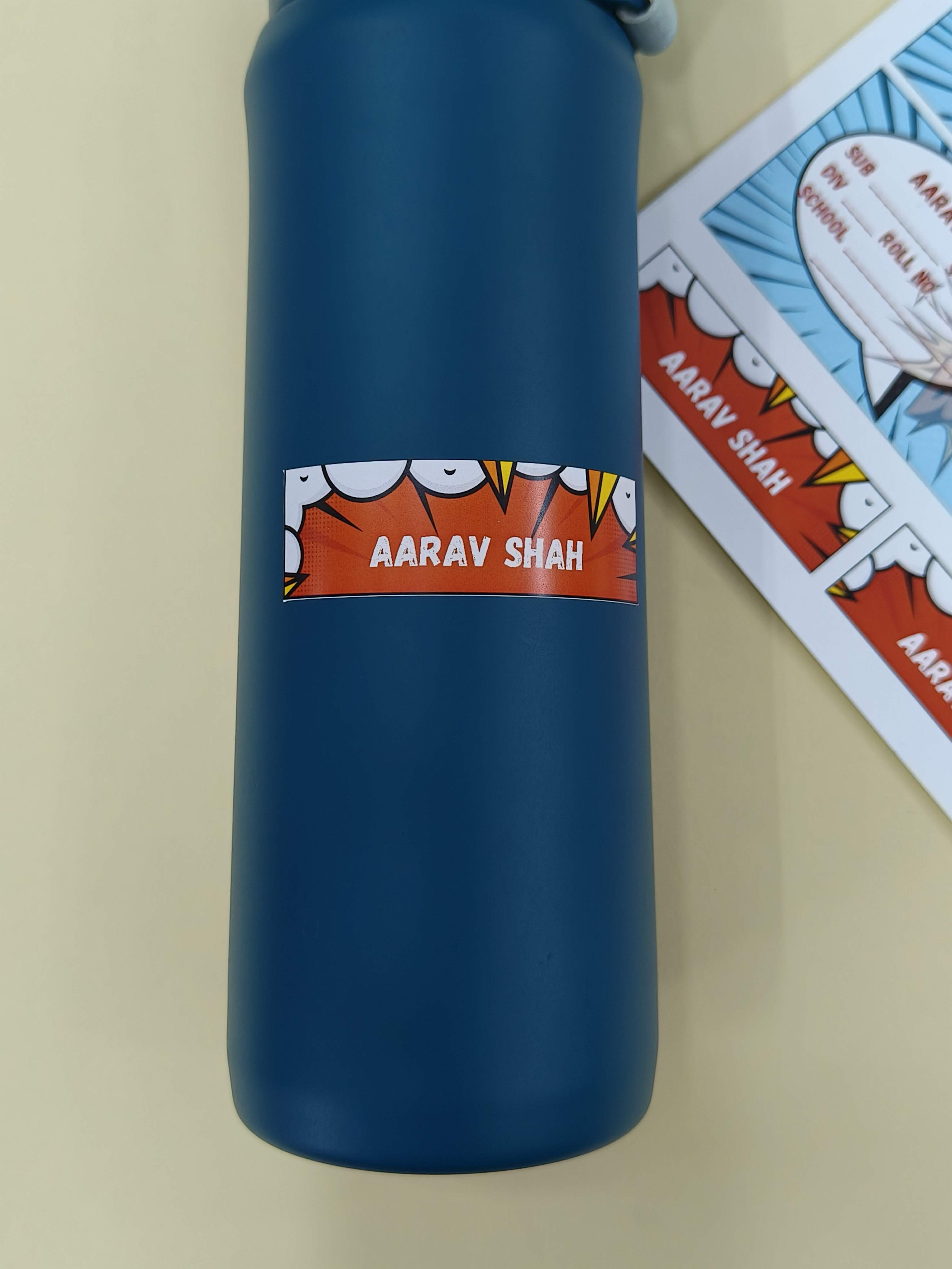 Personalized School Lables and Name Stickers | Comic Theme School Lables and Name Stickers | Custome Waterproof Name Label for Books, Notebooks, Water Bottles, Tiffins, Stationery, 27 Pieces