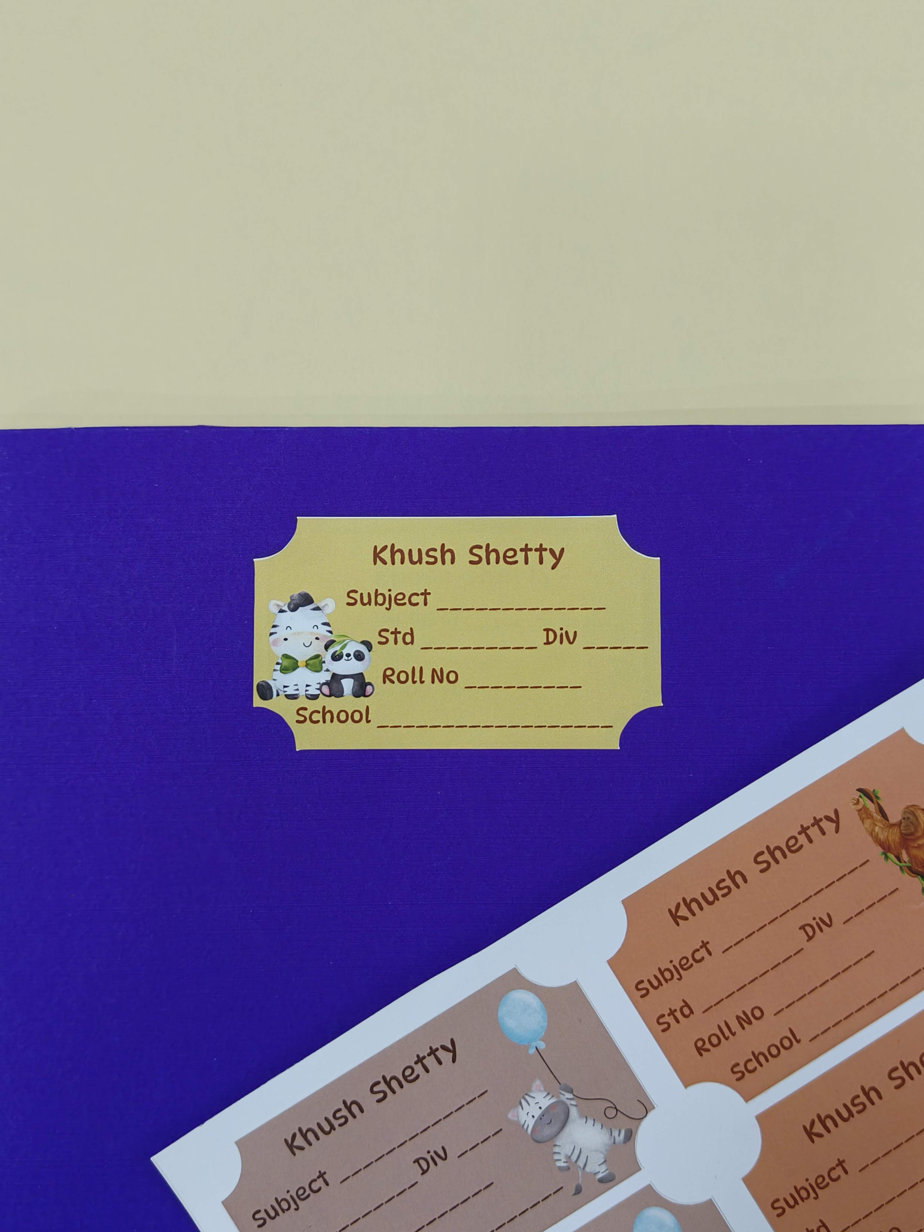 Personalized School Lables and Name Stickers | Jungle Theme School Lables and Name Stickers | Custome Waterproof Name Label for Books, Notebooks, Water Bottles, Tiffins, Stationery, 27 Pieces