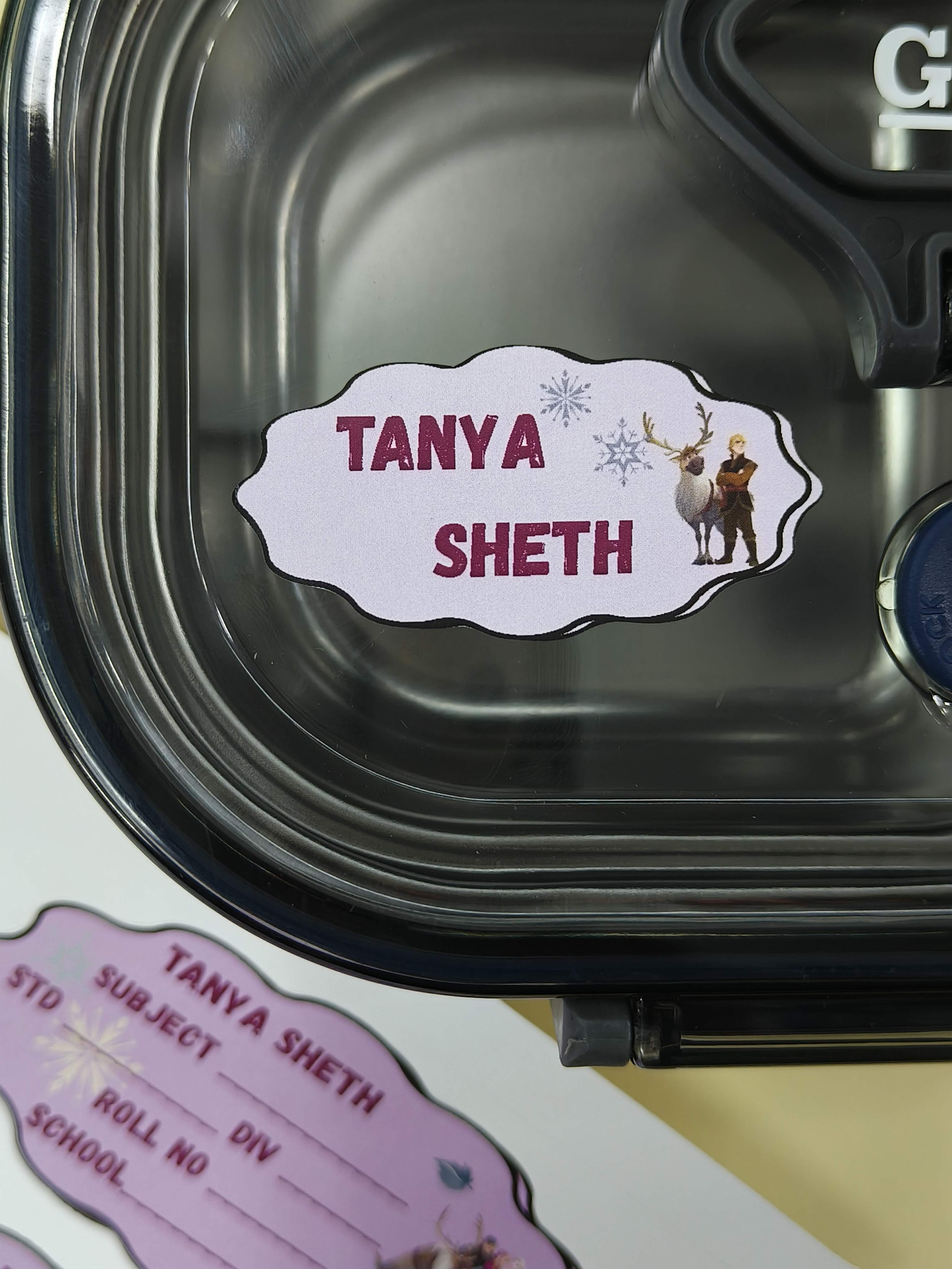 Personalized School Lables and Name Stickers | Frozen Theme School Lables and Name Stickers | Custome Waterproof Name Label for Books, Notebooks, Water Bottles, Tiffins, Stationery, 27 Pieces