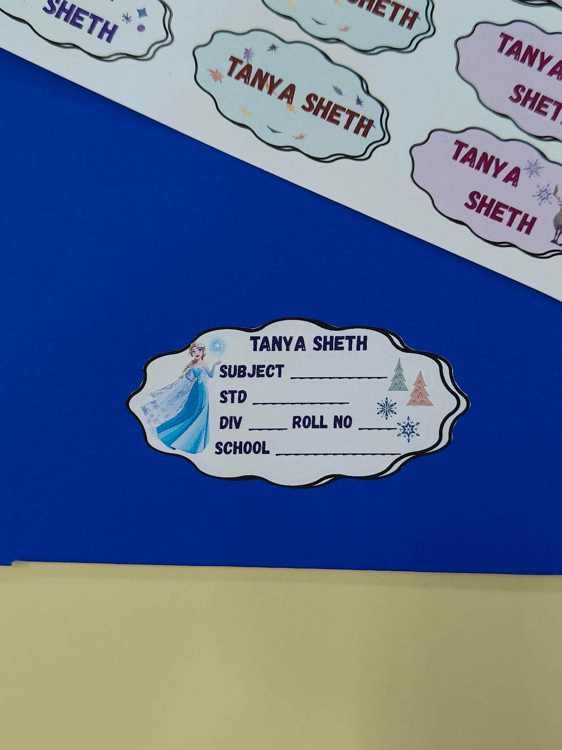 Personalized School Lables and Name Stickers | Frozen Theme School Lables and Name Stickers | Custome Waterproof Name Label for Books, Notebooks, Water Bottles, Tiffins, Stationery, 27 Pieces