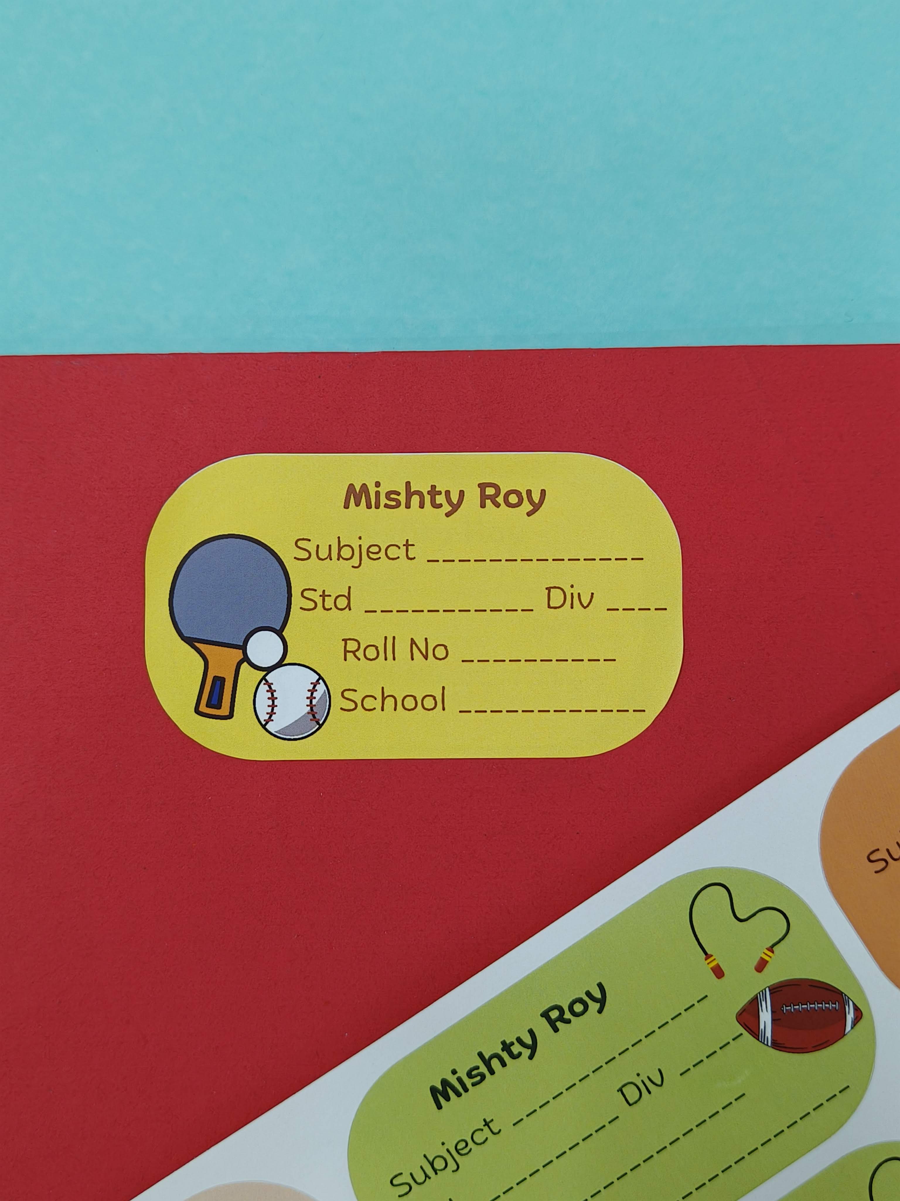 Personalized School Lables and Name Stickers | Sports Theme School Lables and Name Stickers | Custome Waterproof Name Label for Books, Notebooks, Water Bottles, Tiffins, Stationery, 27 Pieces