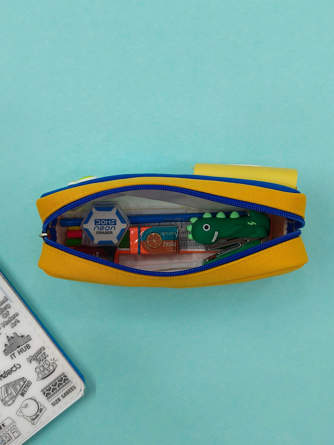 Cute Pencil Box for Girls & Boys | Unisex Pencil Pouch for School Kids | Zipper Pencil Case for Children | 3 Section Cherry Pencil Box for Kids
