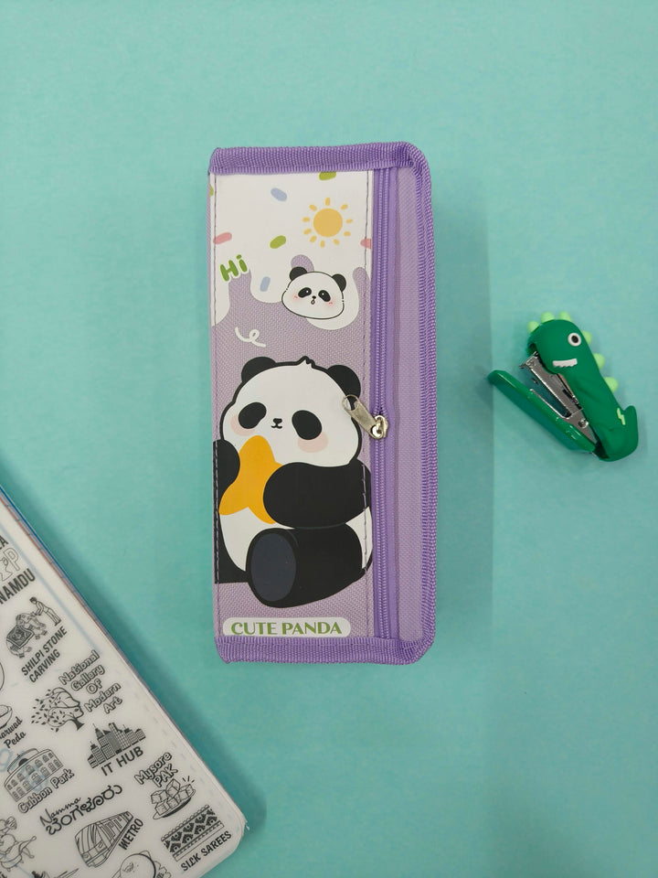 Cute Panda Kids Pencil Pouch | ultipurpose Stationery Case | 2 Zippered Storage for Pencils,Pens & Supplies | Lightweight & Portable | Perfect for School, Travel & Gifting