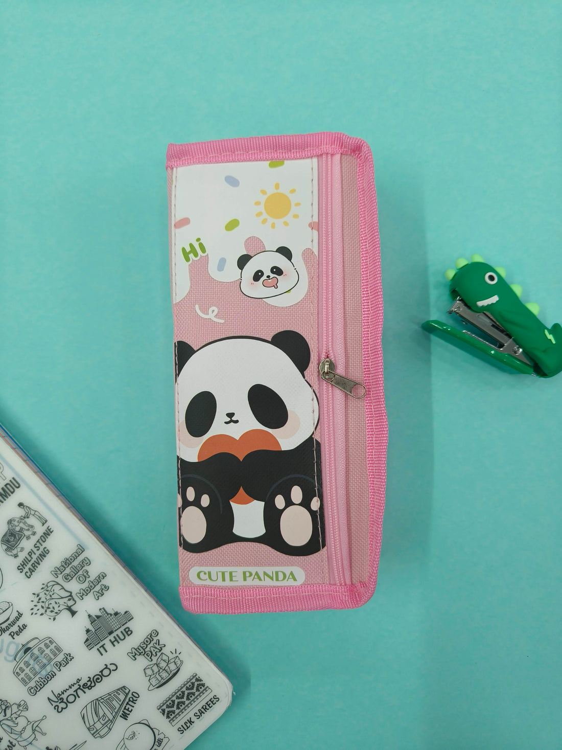 Cute Panda Kids Pencil Pouch | ultipurpose Stationery Case | 2 Zippered Storage for Pencils,Pens & Supplies | Lightweight & Portable | Perfect for School, Travel & Gifting