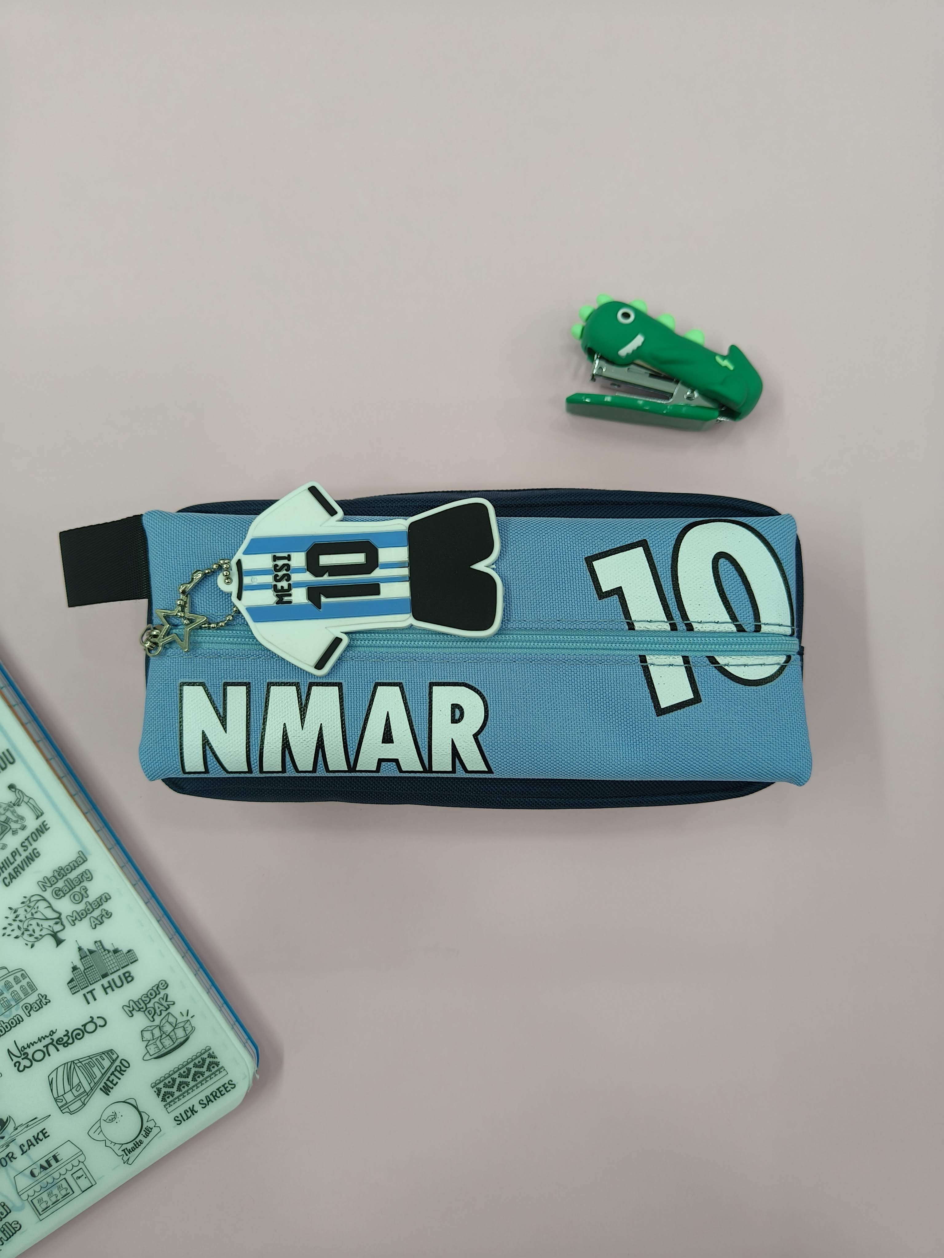 Large Capacity Football Theme Pencil Pouch with Football Theme Keychain | Pencil Pouch for Boys & Girls | Large | Stationary Organizer | Pen Case | School | Kids | College | Students | Gifts