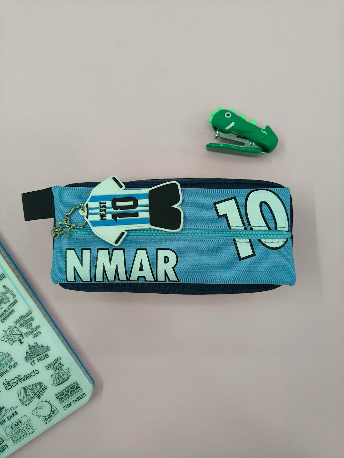 Large Capacity Football Theme Pencil Pouch with Football Theme Keychain | Pencil Pouch for Boys & Girls | Large | Stationary Organizer | Pen Case | School | Kids | College | Students | Gifts