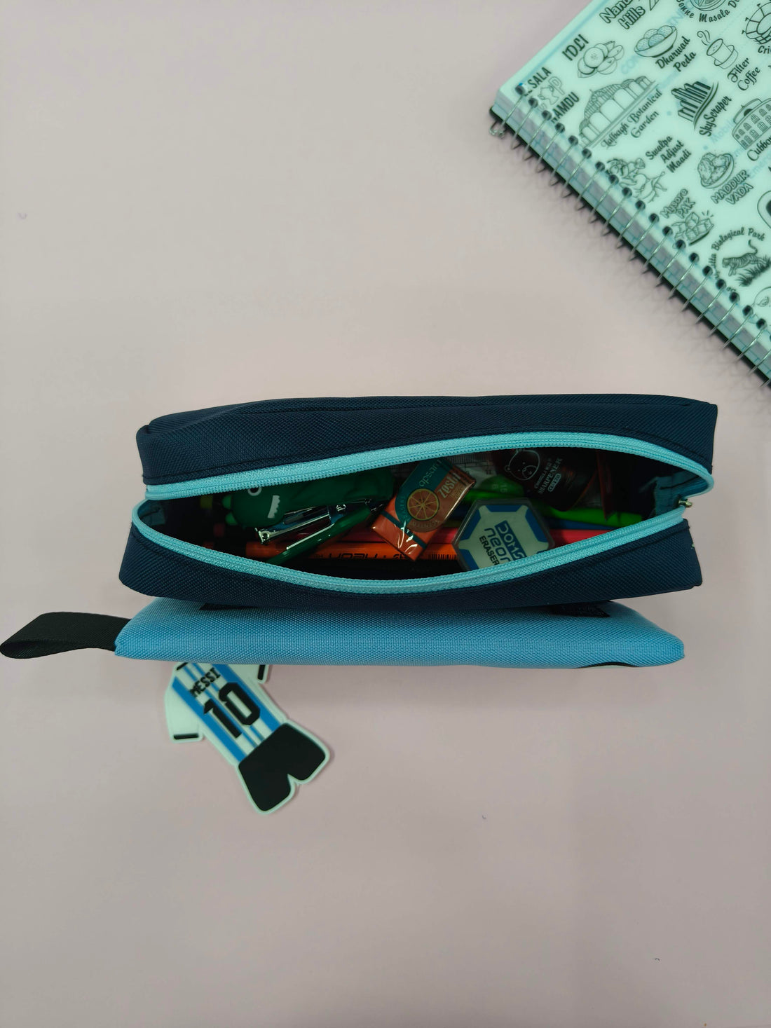 Large Capacity Football Theme Pencil Pouch with Football Theme Keychain | Pencil Pouch for Boys & Girls | Large | Stationary Organizer | Pen Case | School | Kids | College | Students | Gifts