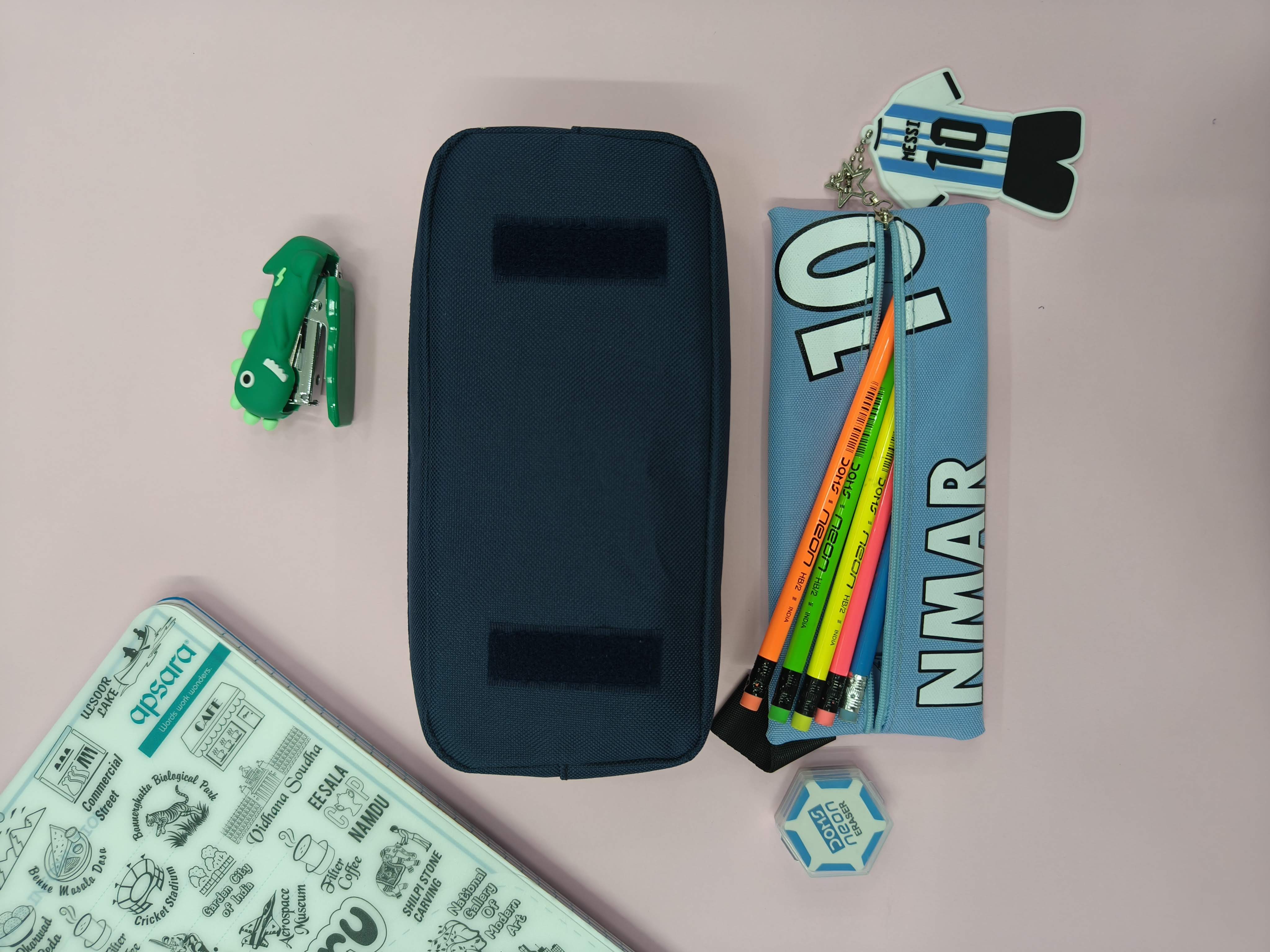 Large Capacity Football Theme Pencil Pouch with Football Theme Keychain | Pencil Pouch for Boys & Girls | Large | Stationary Organizer | Pen Case | School | Kids | College | Students | Gifts